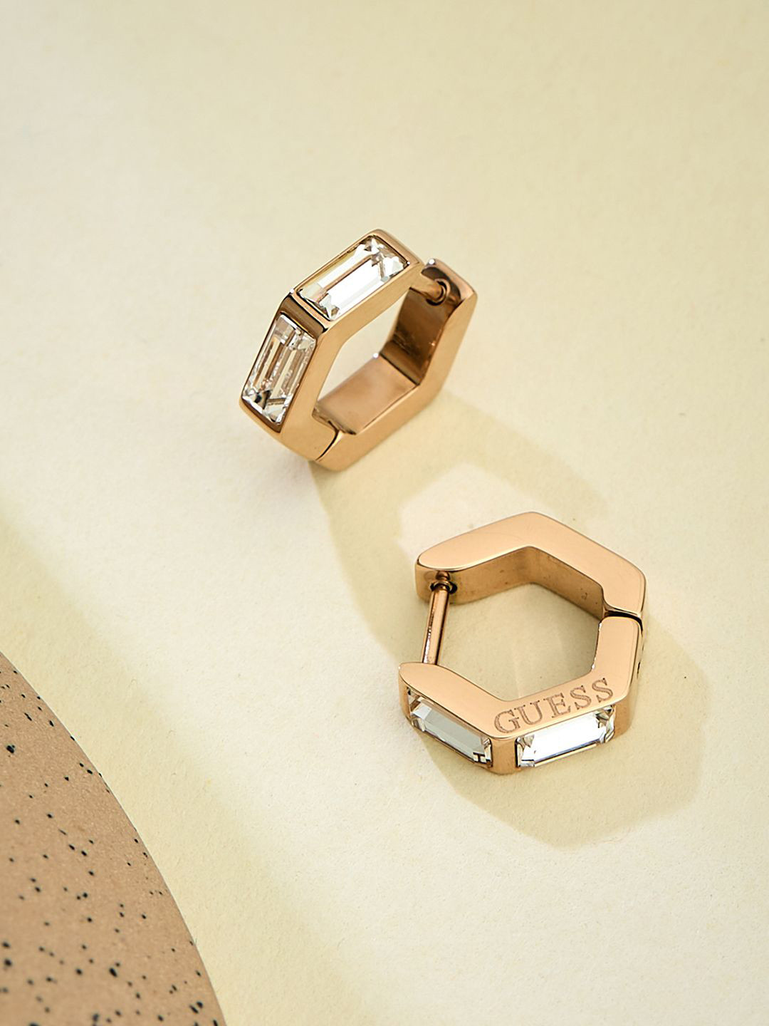 GUESS Women Huggie Me Gold-Plated Stainless Steel Earrings