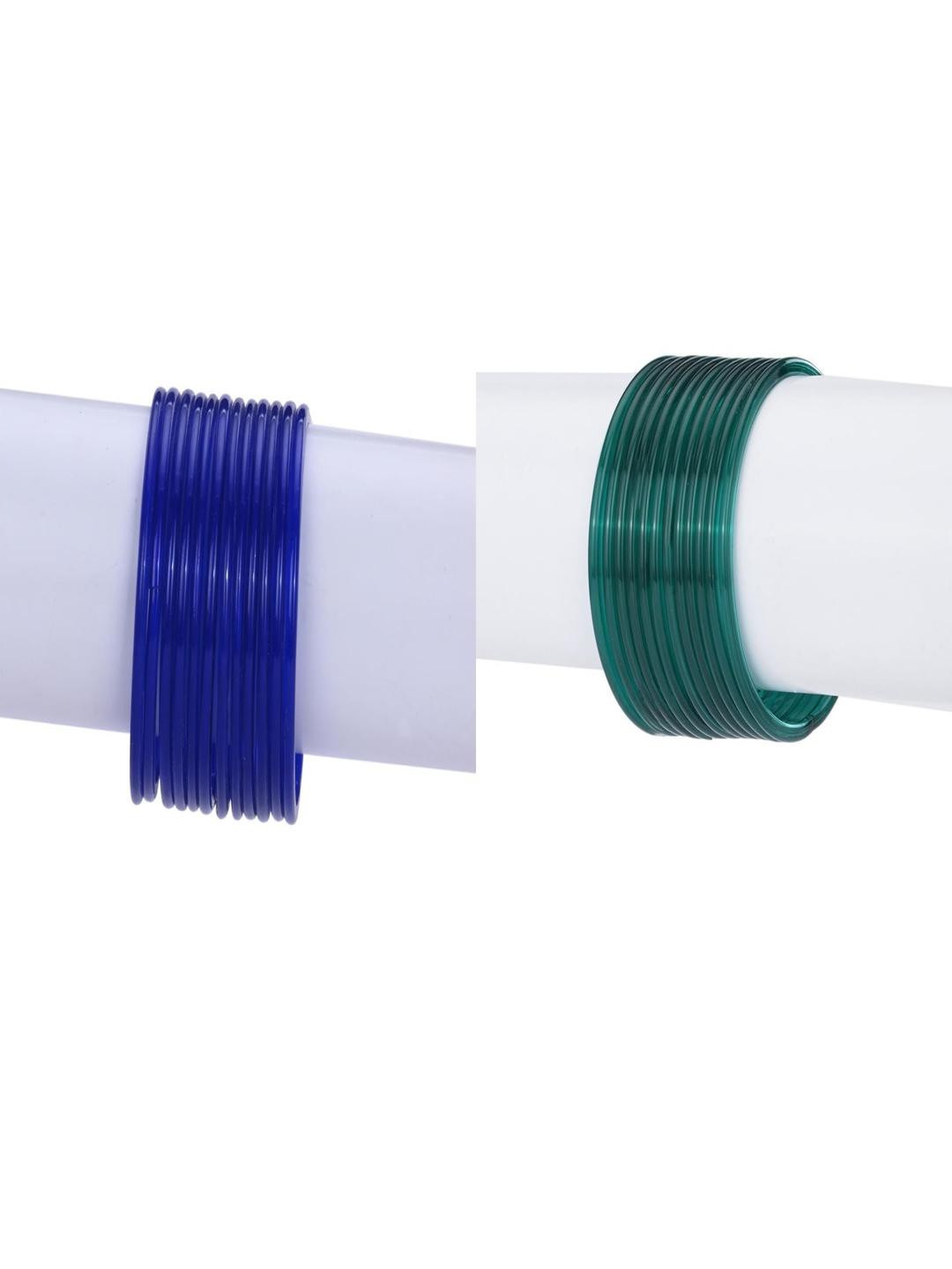 SOMIL Women Blue & Green Glass Bangles Set