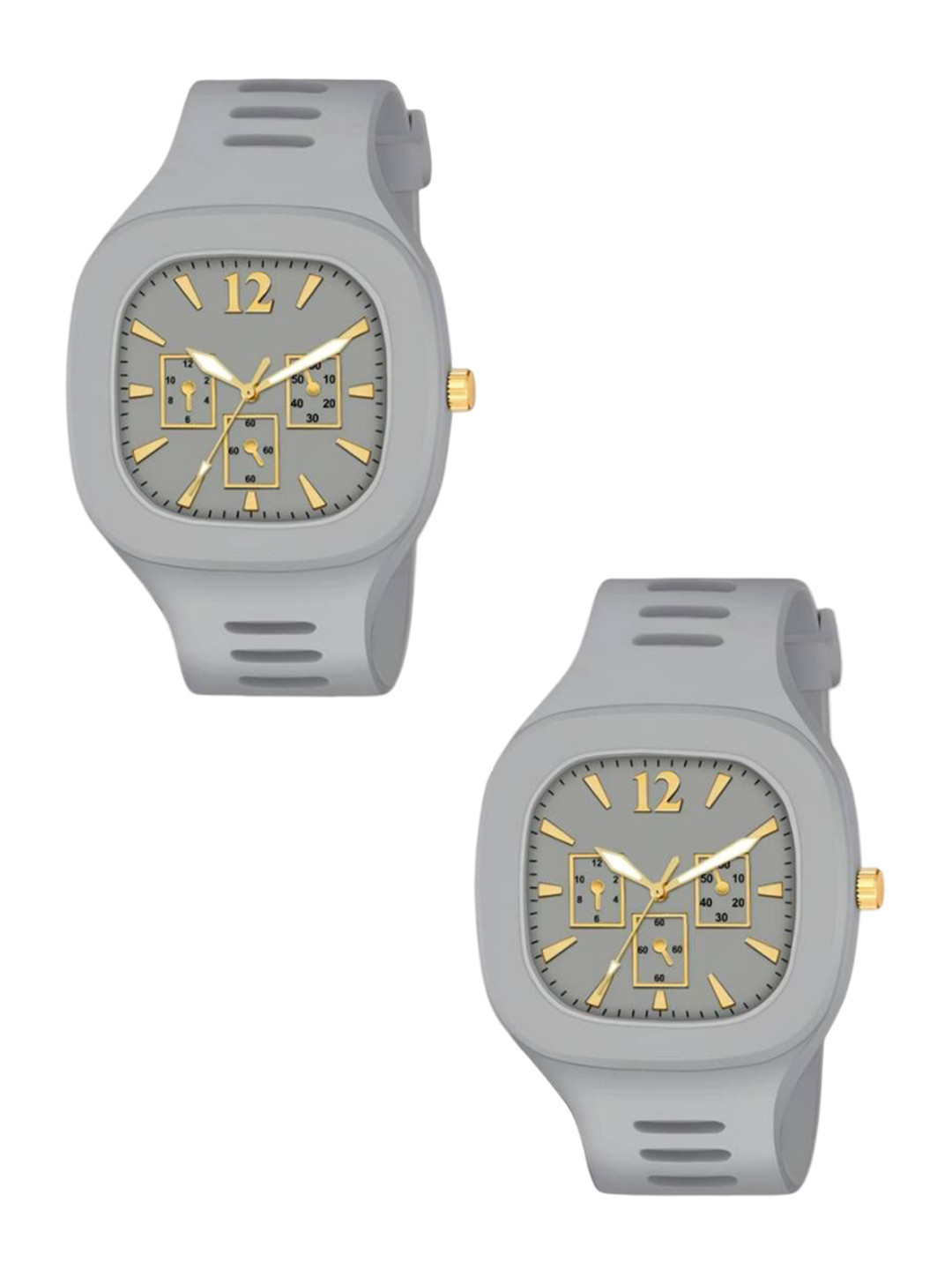 Hala Men Pack Of 2 Square Dial & Straps Analogue Watch GREY-GREY -MILLER-03