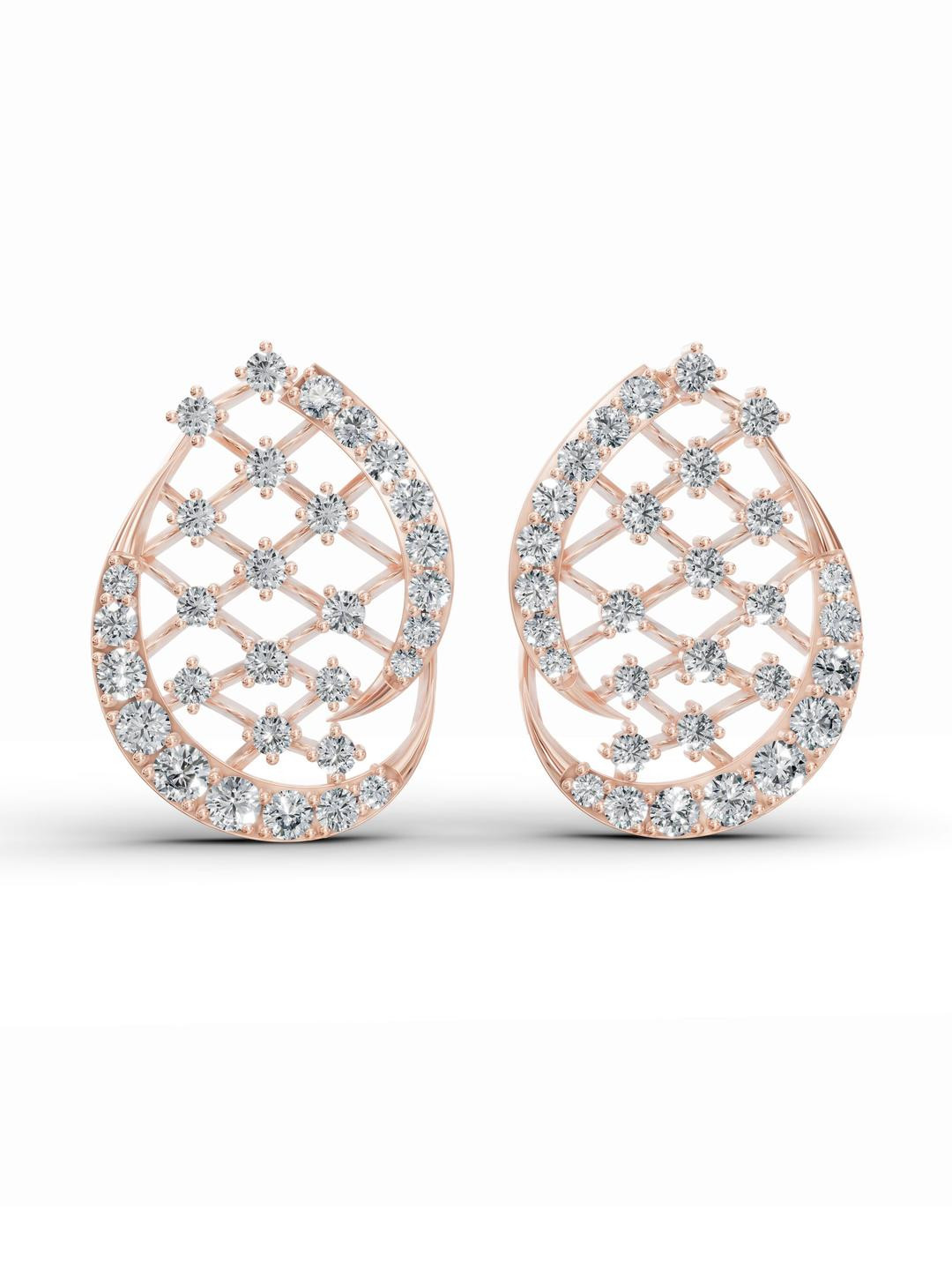 Wondr Diamonds 14KT Rose Gold Enfold Mesh Diamond Earrings