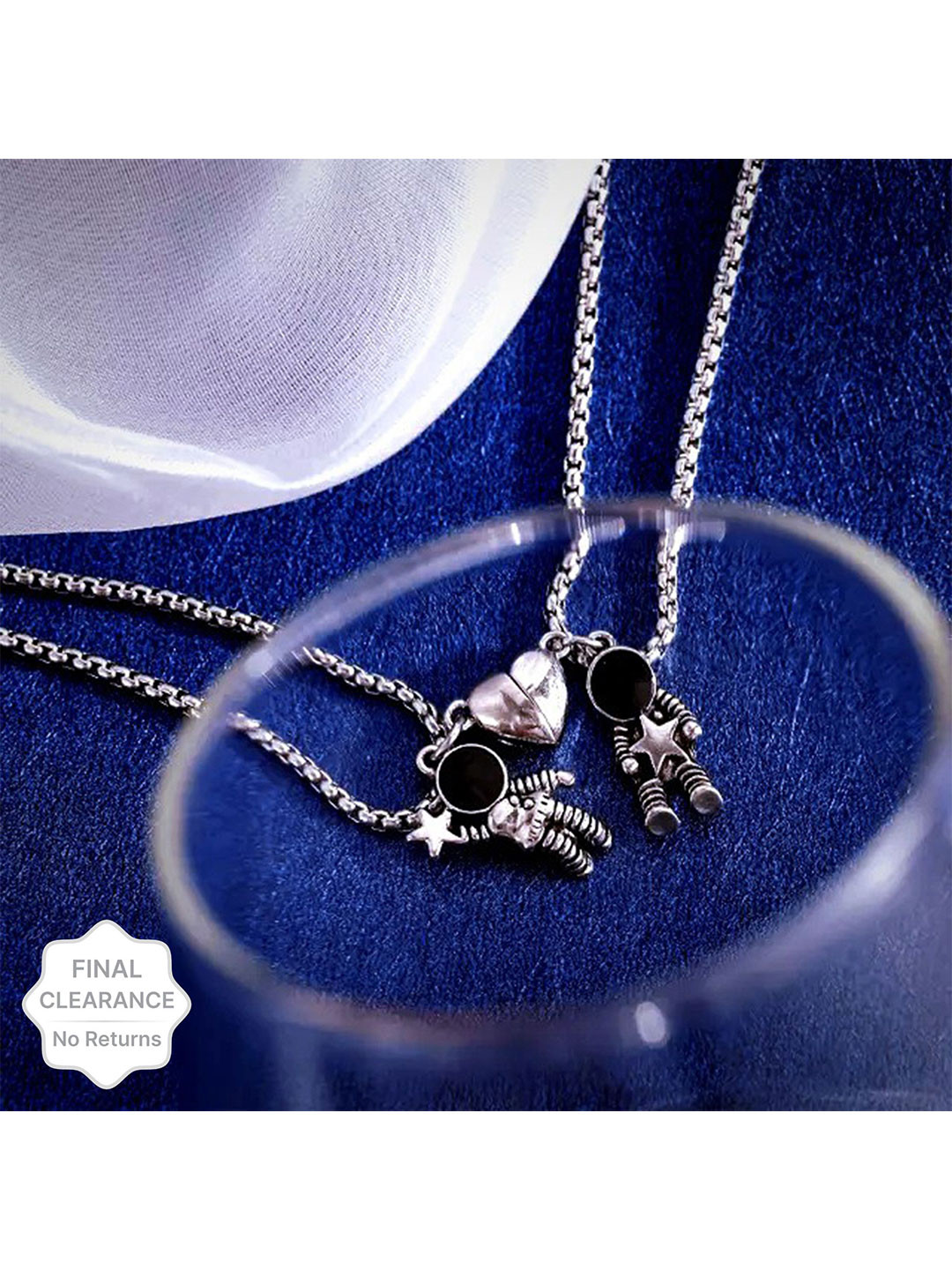 Teeragaj Unisex Set Of 2 Artificial Stones Studded Robo-Charm Pendants