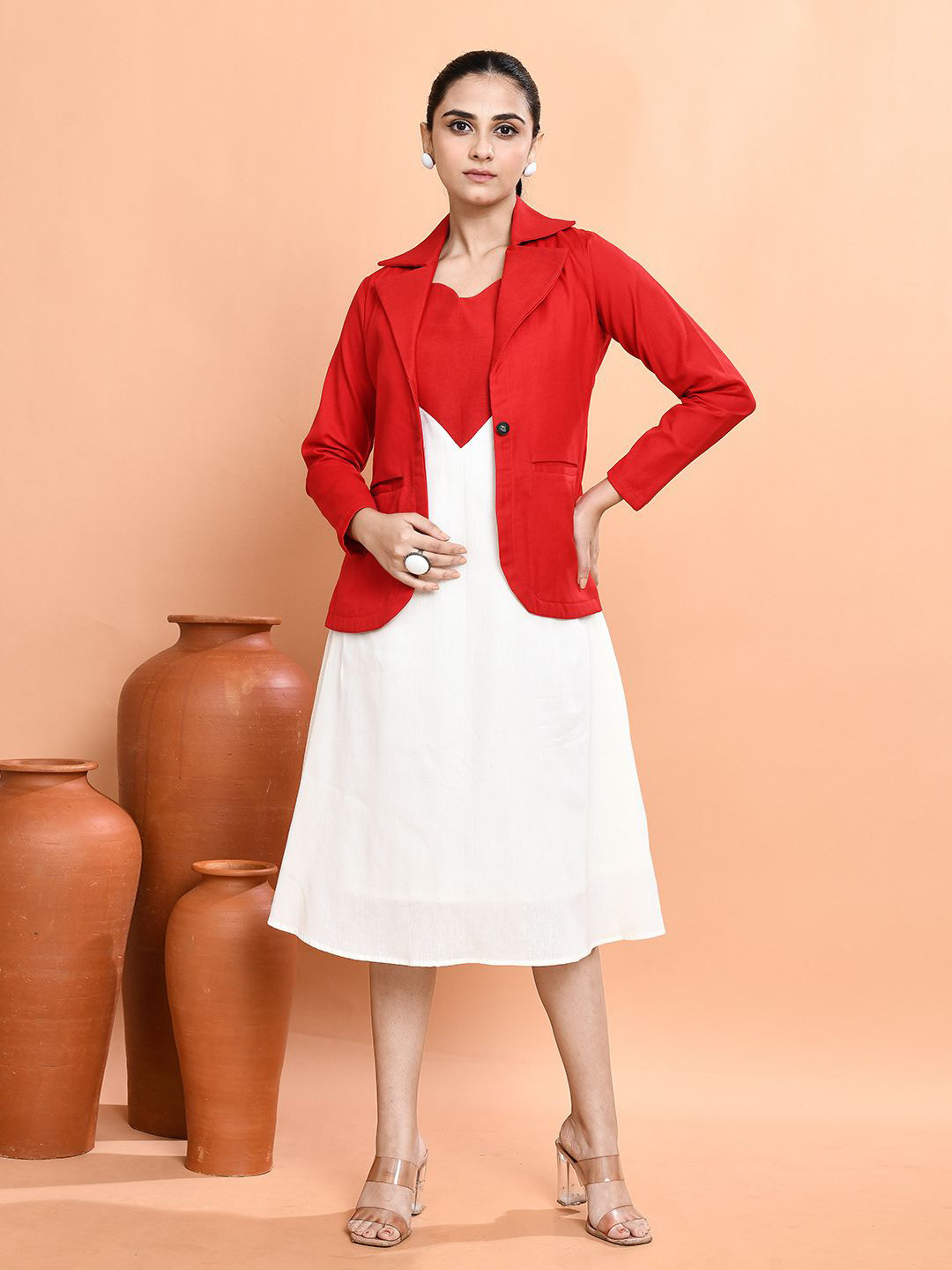 Vestajo Boutiqo Women Sweetheart Neck Heart shape A-Line Dress