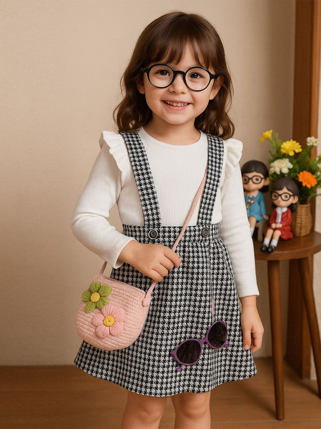 FABMYTRA Girls Striped T-shirt with Skirt