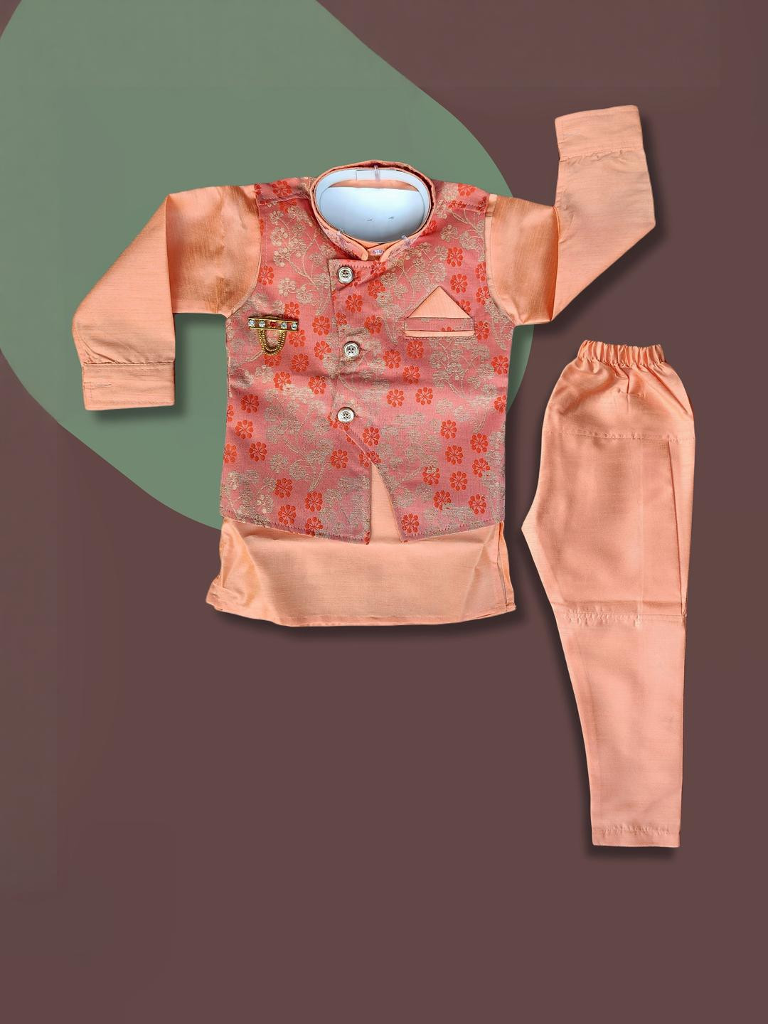 Qutie Ninja Boys Red Kurta Sets