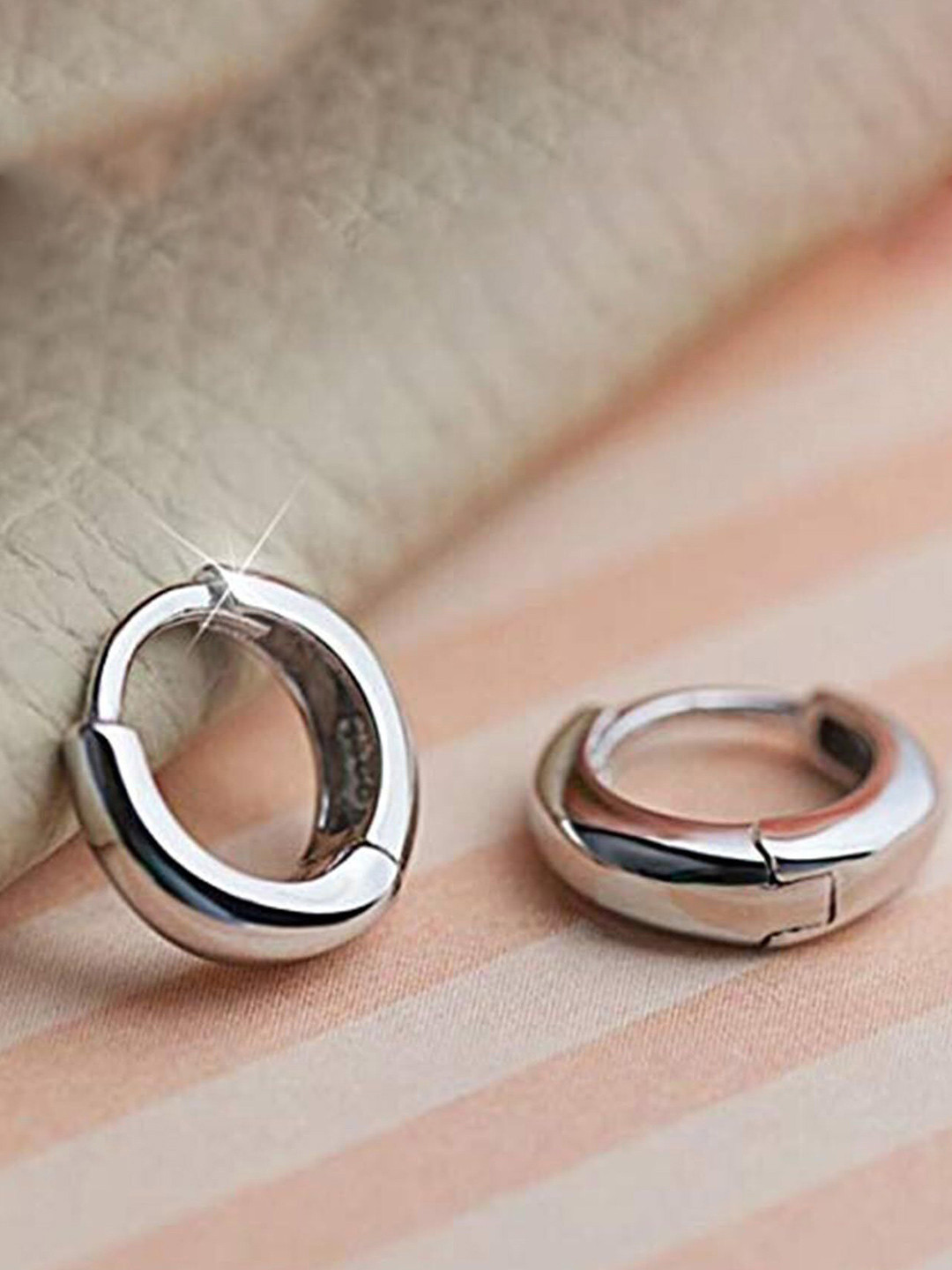 Teeragaj Unisex Stainless Steel Circular Shaped Hoop Earrings