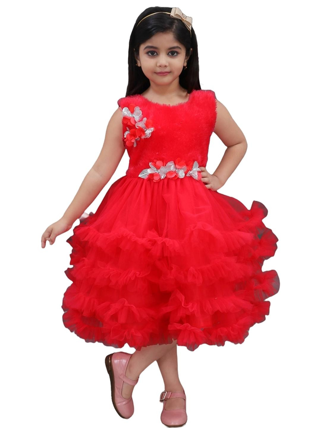 MODERN DREAM Floral Ruffled Net Fit & Flare Midi Dress