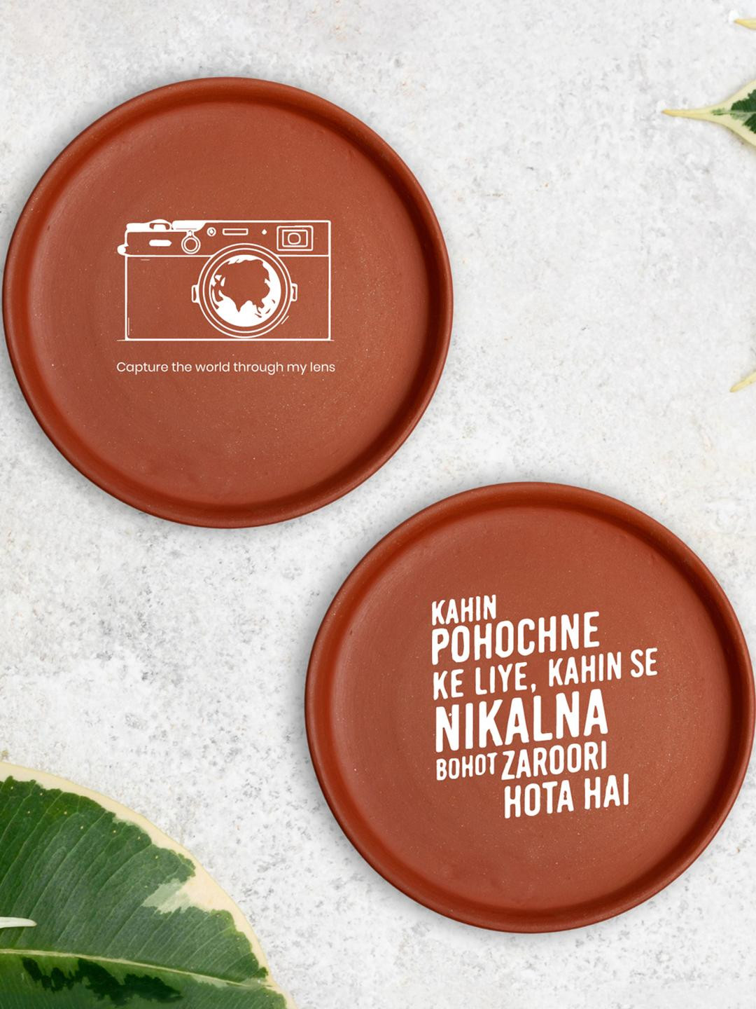 ALMIRO TREE Clay Glossy Hanging Hall 2Pcs Wall Plates-8In