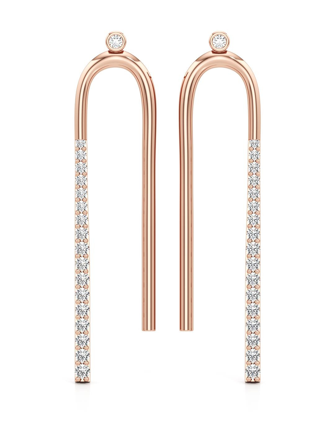 Wondr Diamonds 14KT Long U-Shaped Diamond Earrings