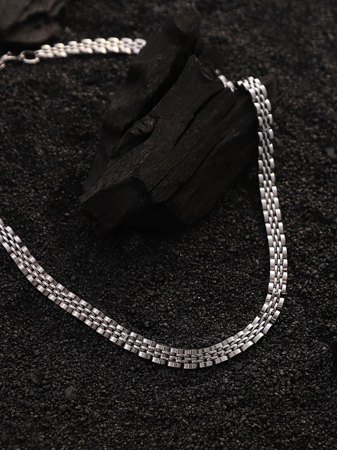 French Accent Men Silver-Plated Five-H-Link Minimal Chain