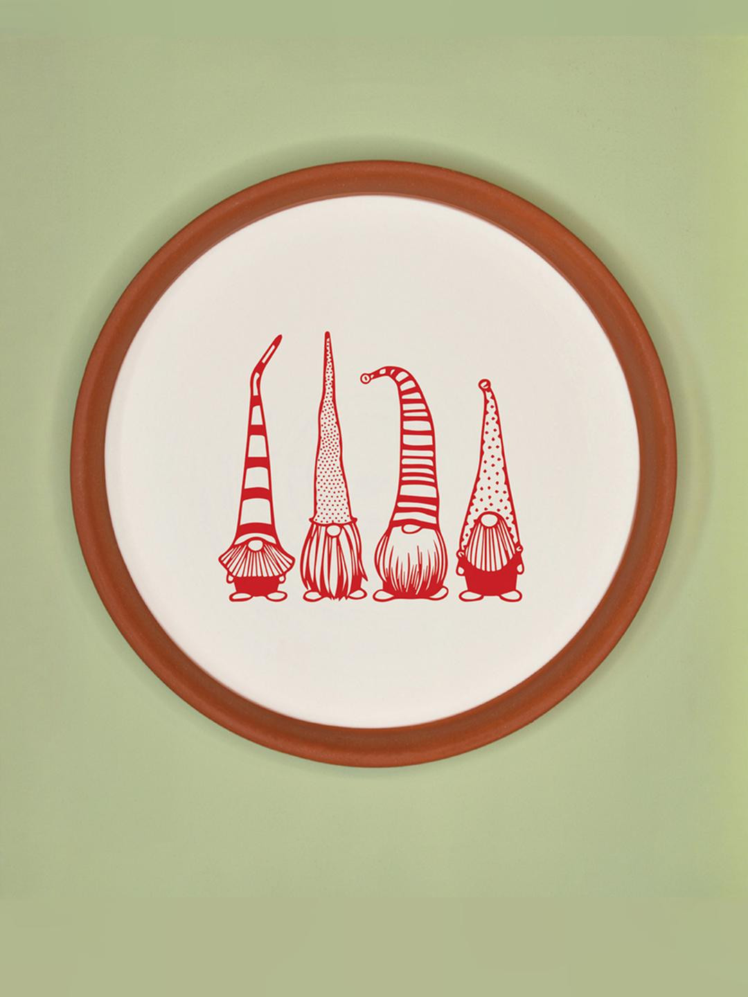 ALMIRO TREE with Christmas Elfs Theme Clay Hanging Hall Wall Plates-8In