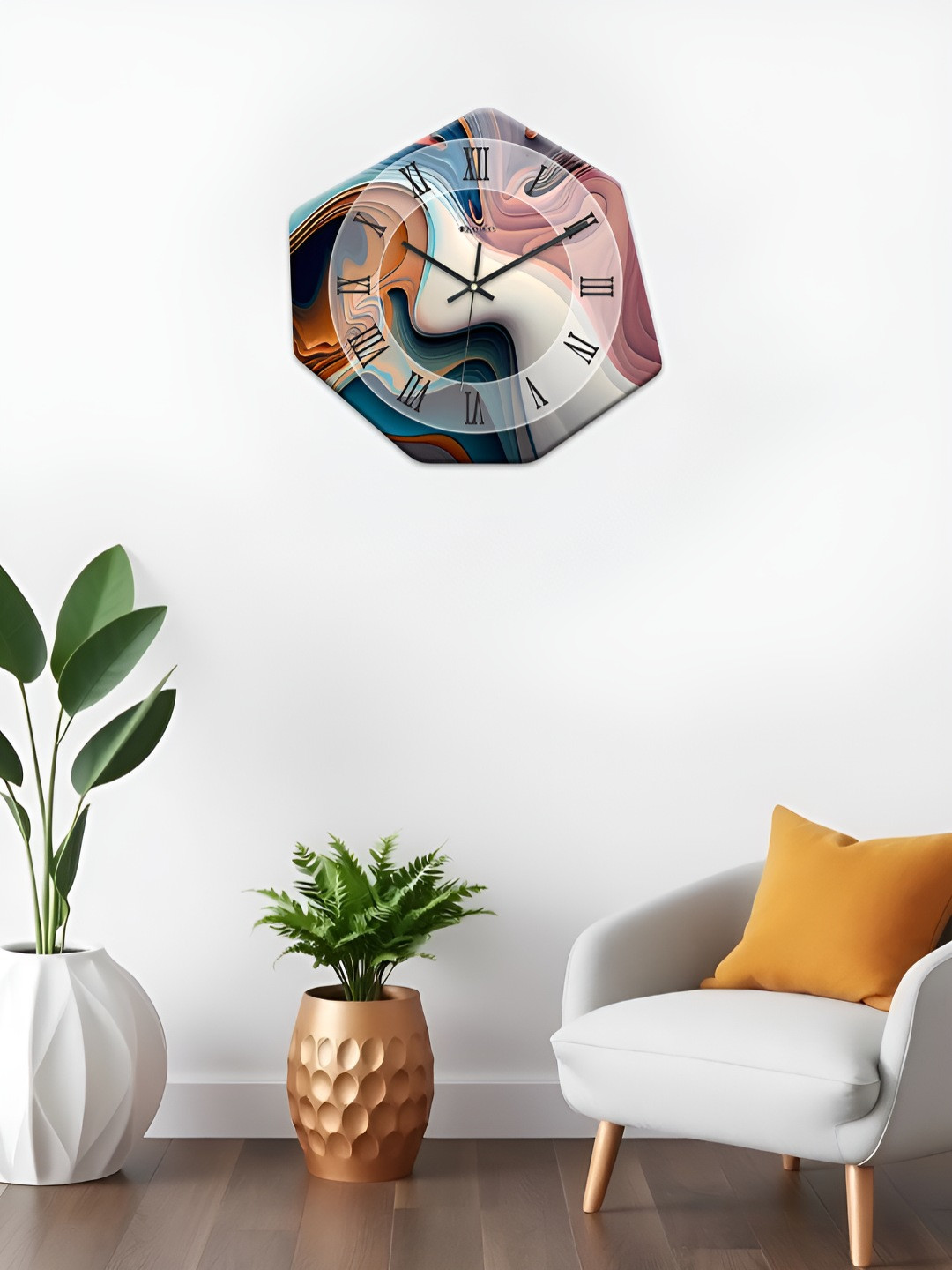 OLIVE TREE Blue & Mauve Printed Geometric Wall Clock