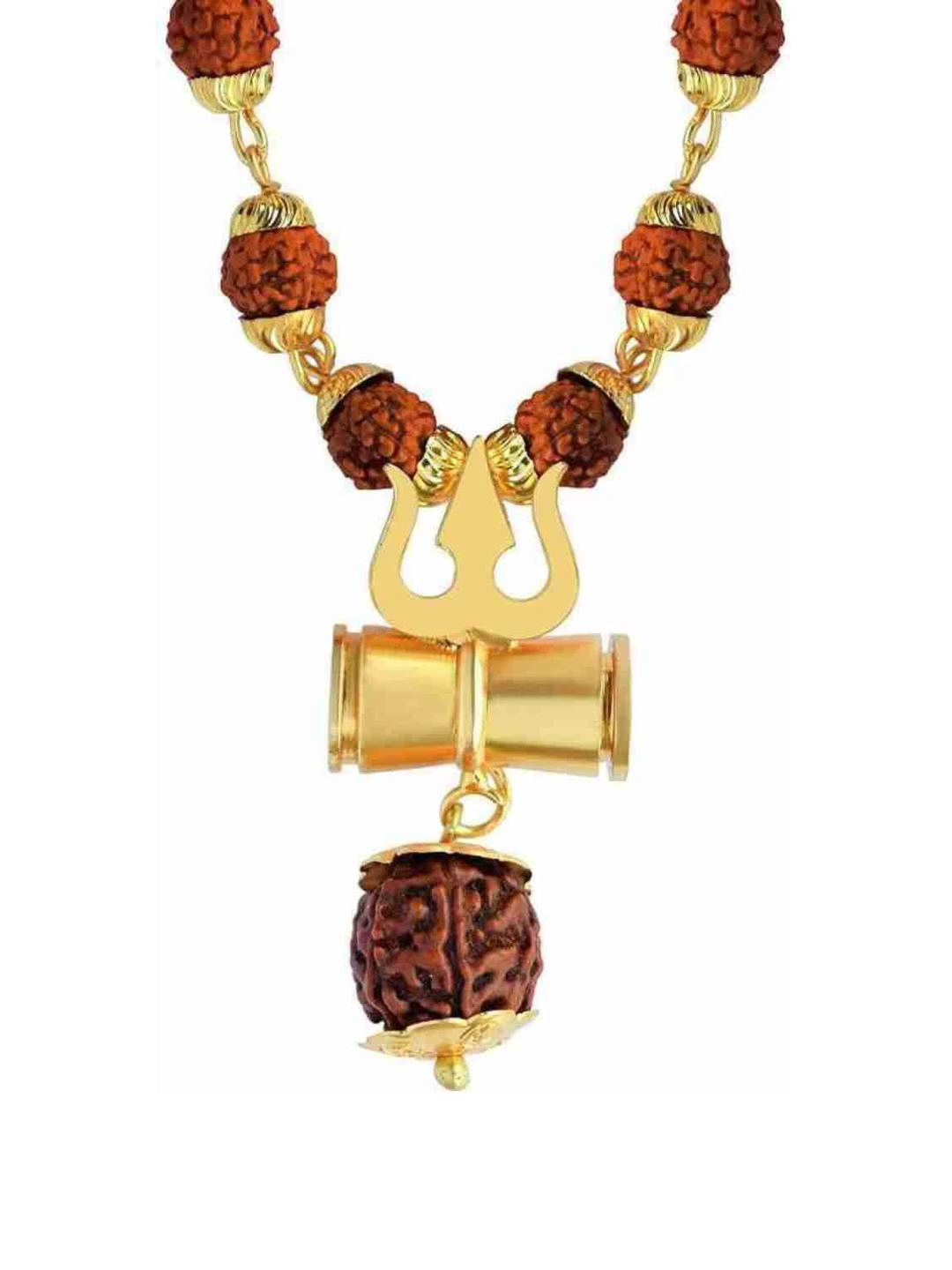 Divine souvenirs Gold-Plated Rudraksh Pendants with Chains