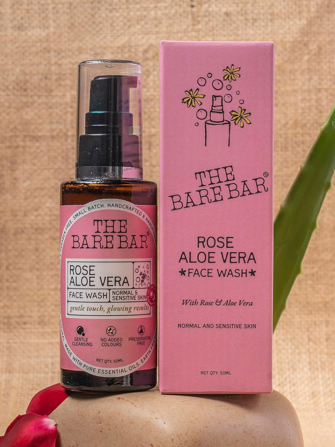 The Bare Bar Rose Aloe Vera Face Wash - 50 ml