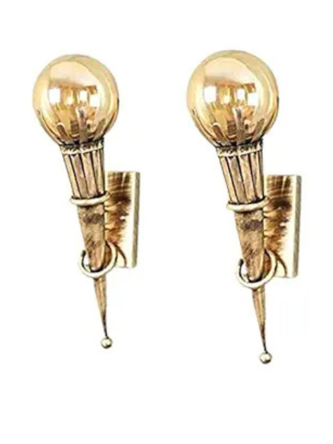 HomesElite Pack Of 2 Gold-Toned Metal Spherical Shaped Wall Lamp