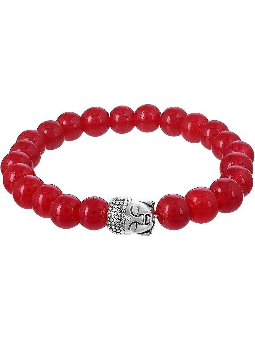 VIBESLE Unisex Red Quartz Bracelet with Buddha Charm