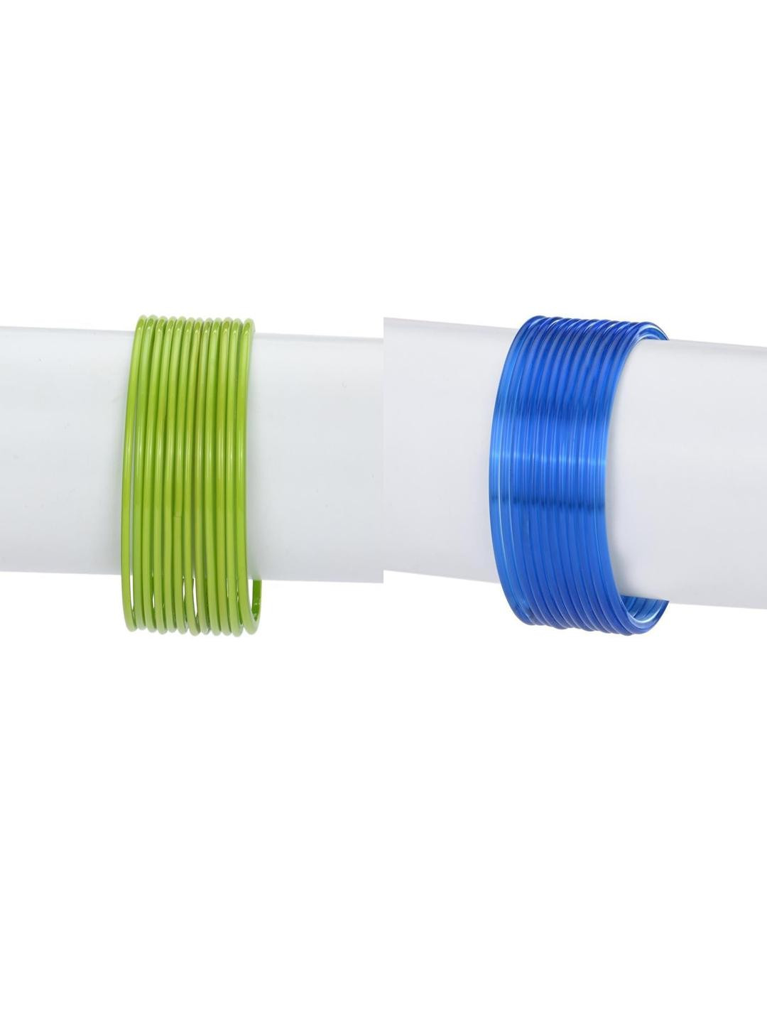 SOMIL Green & Blue Glass Bangles Set