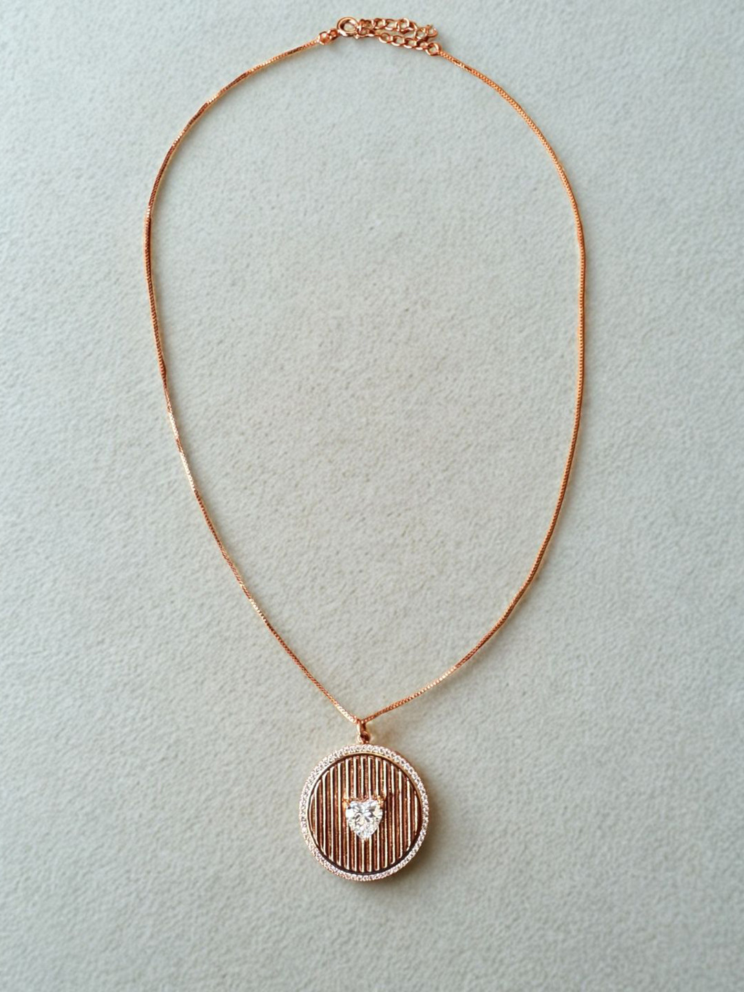 The Jewellery Tale Rose Gold-Plated Stainless Steel Rhinestone Studded Pendant With Chain