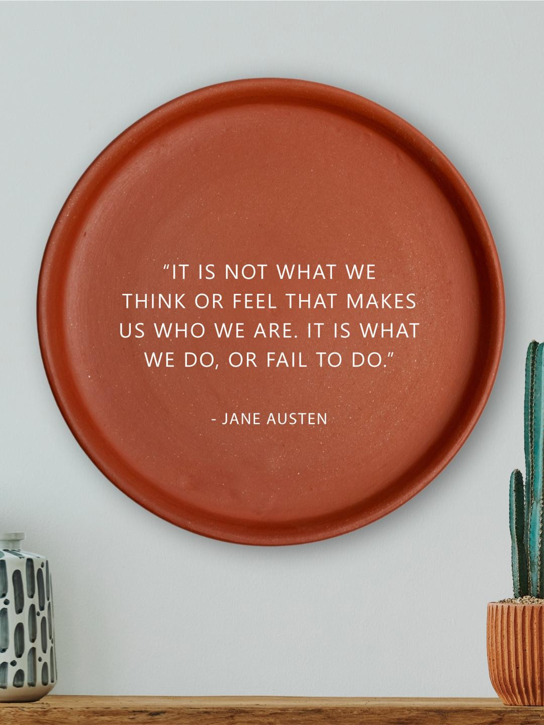 ALMIRO TREE Quote - Jane Austen Clay Glossy Hanging Hall Wall Plates-8In