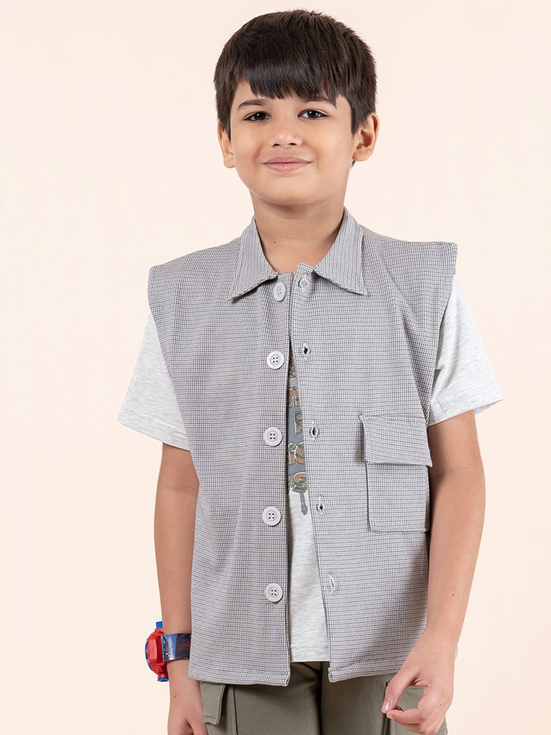 Taatoom Boys Spread Collar Checked Casual Tailored Jacket