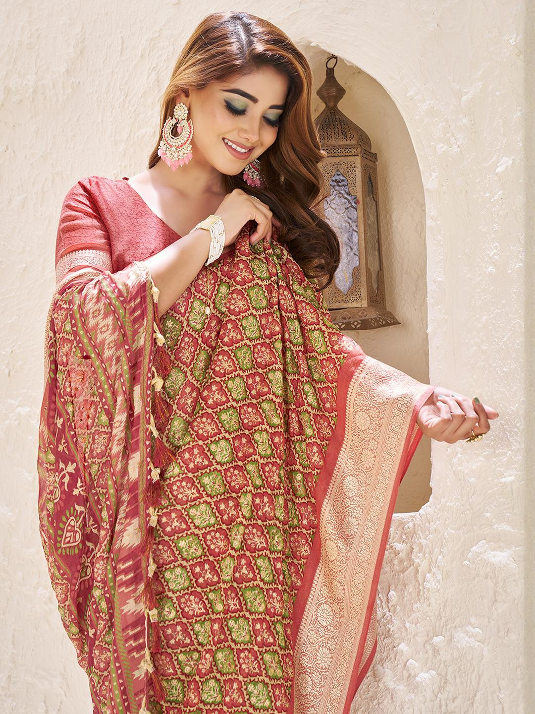 TASRIKA Maroon Pure Chiffon Sarees