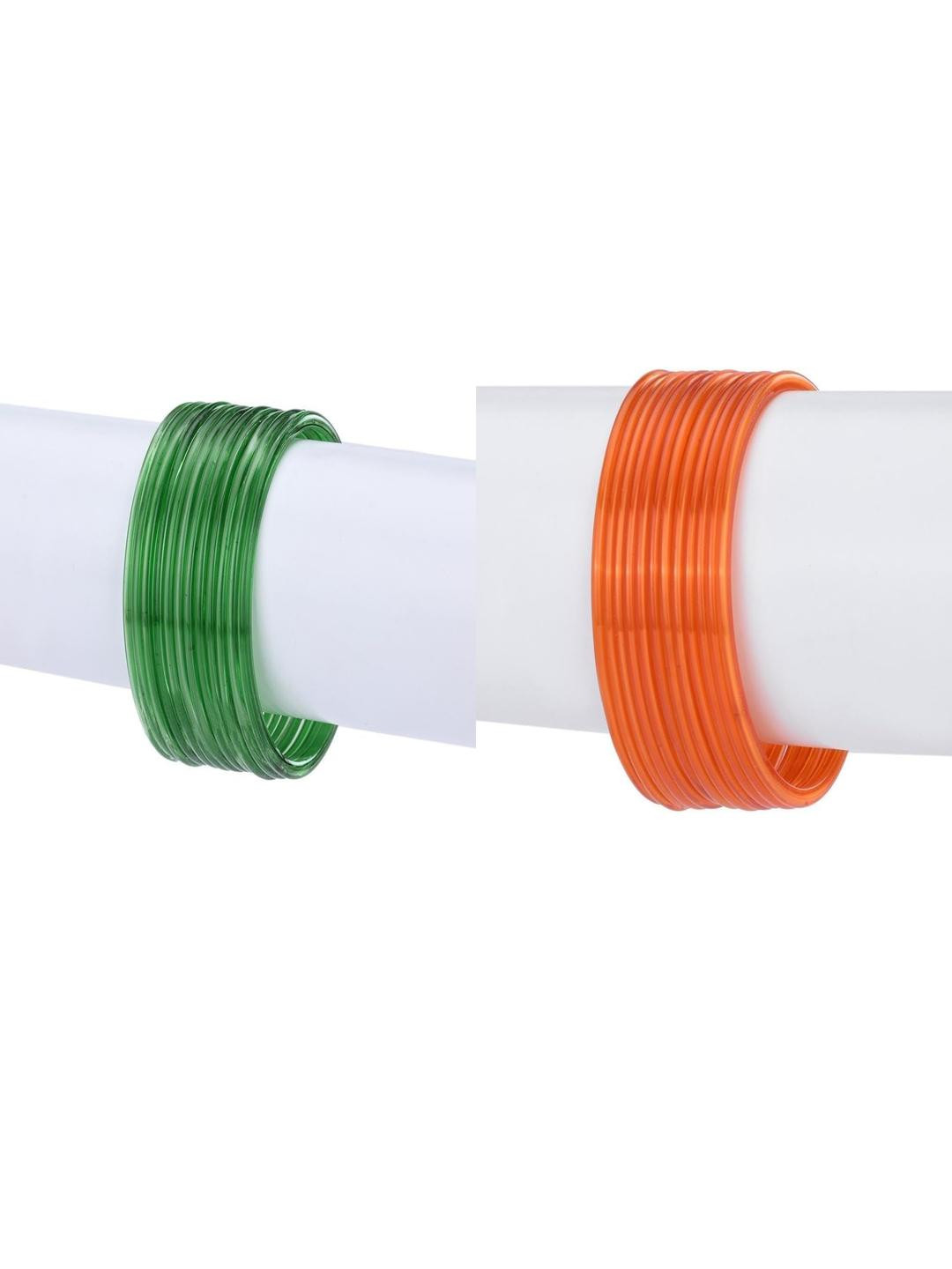 SOMIL Adults-Women Green & Orange Set of 24 Alloy Bangles