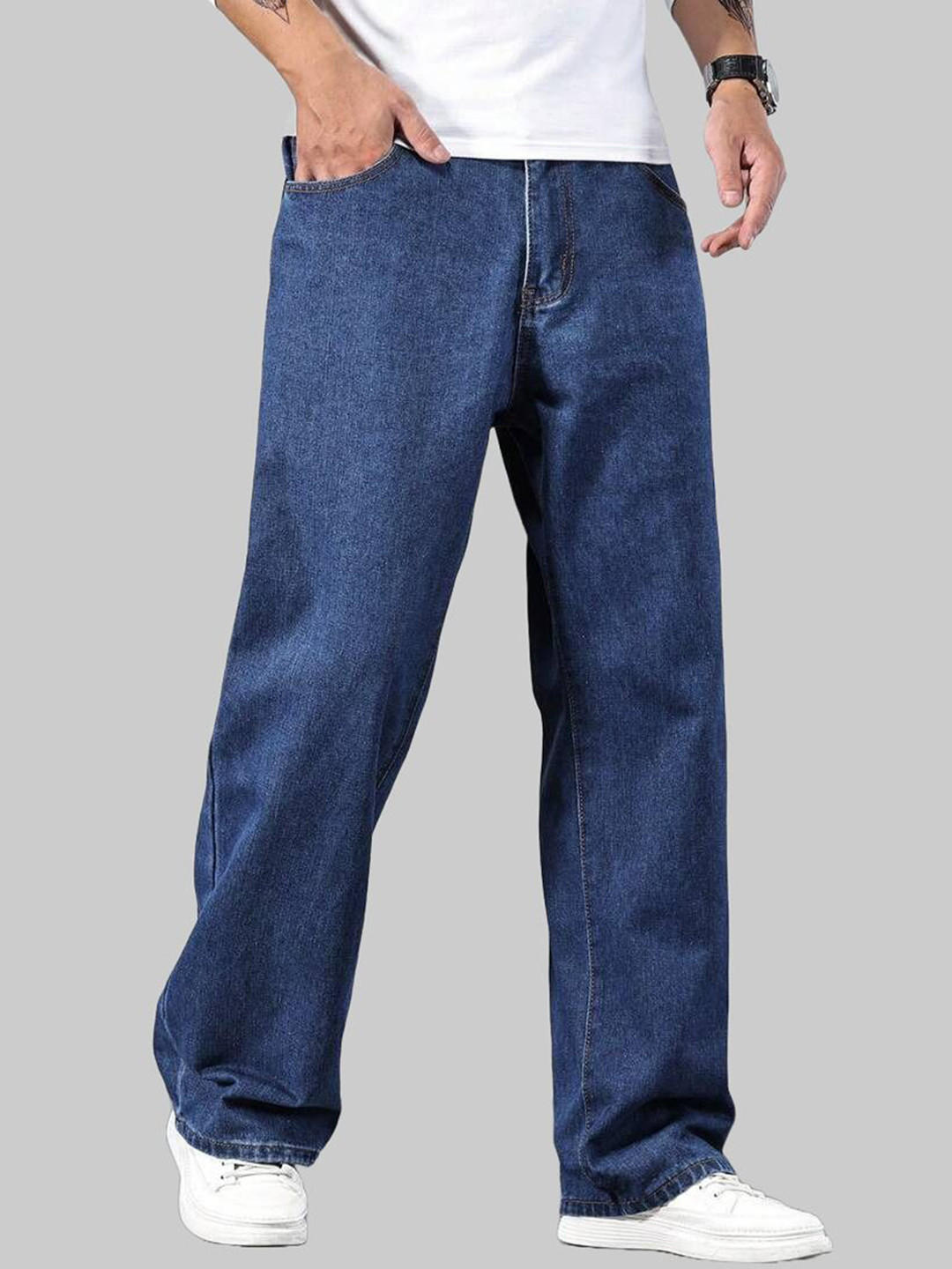 THE BEETEL HOUSE Men Mid-Rise Clean Look Baggy Stretchable Jeans