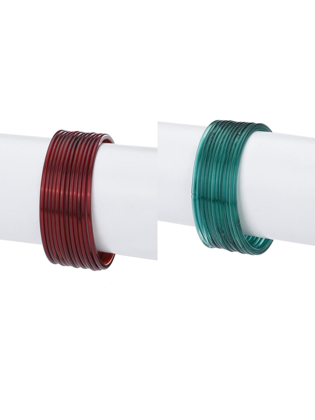 SOMIL Set of 2 Red & Green Glass Bangles