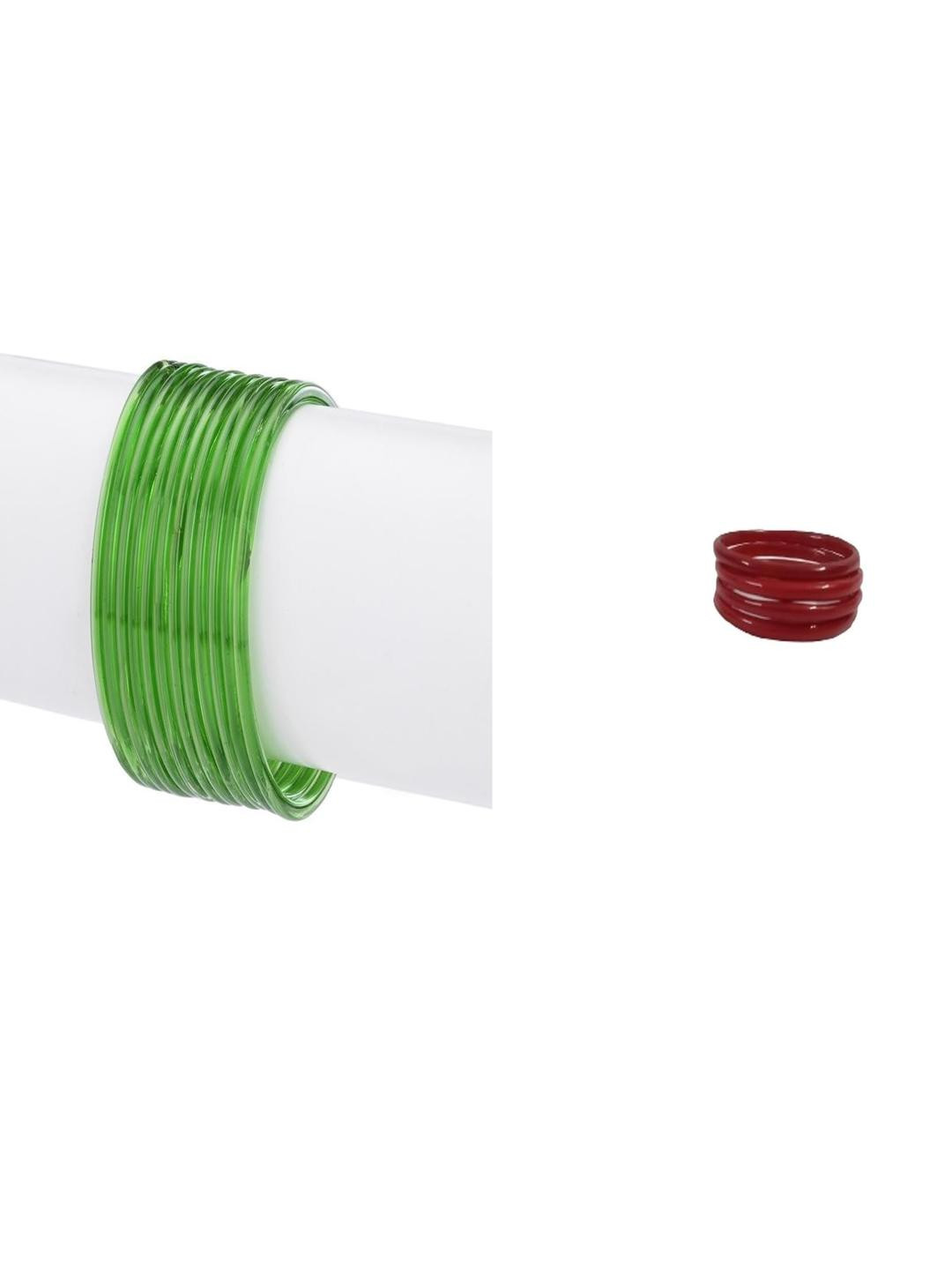 SOMIL Set of 2 Green & Maroon Glass Bangles