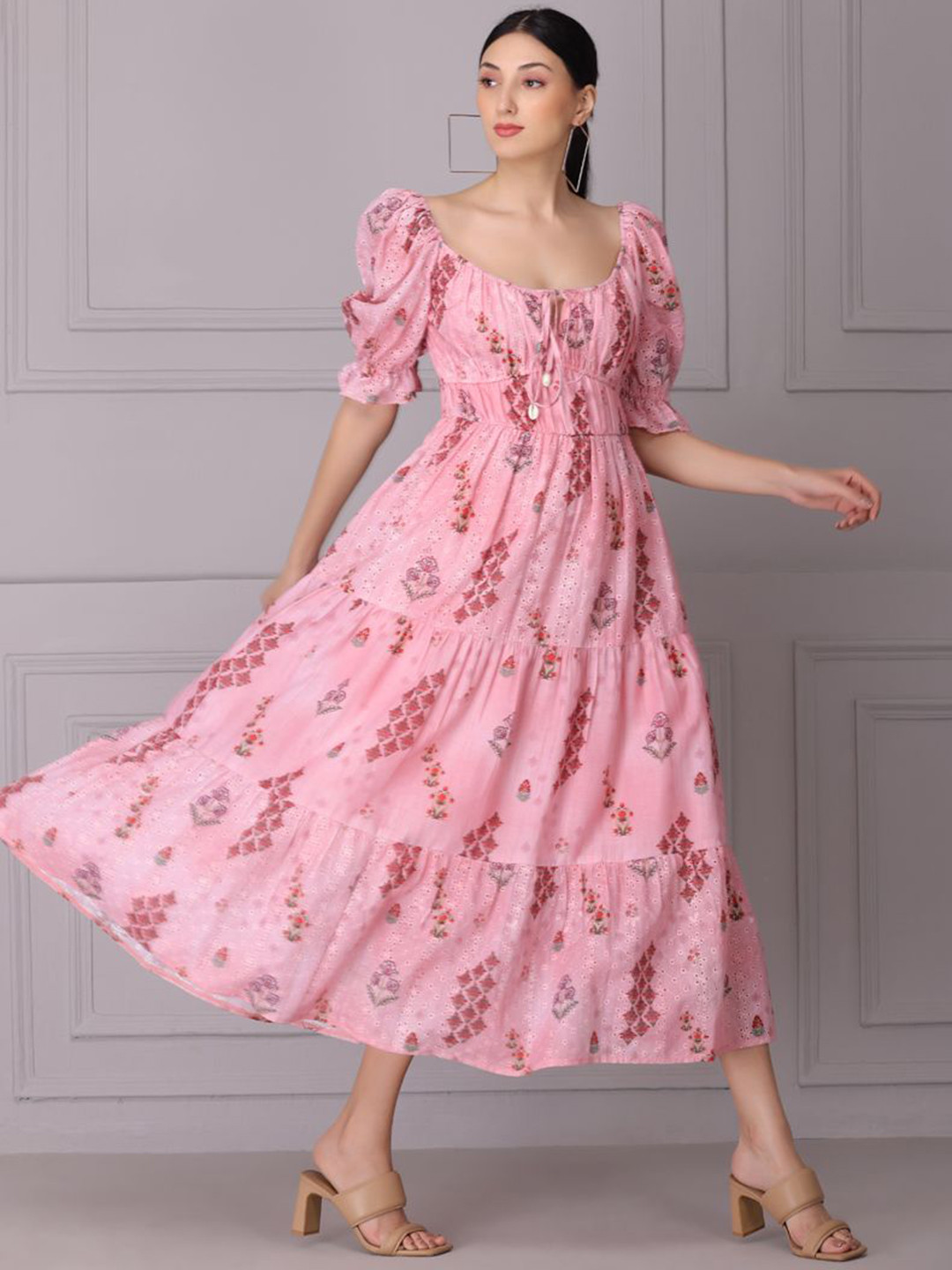 SEW Floral Printed Cotton Ethinic Dress