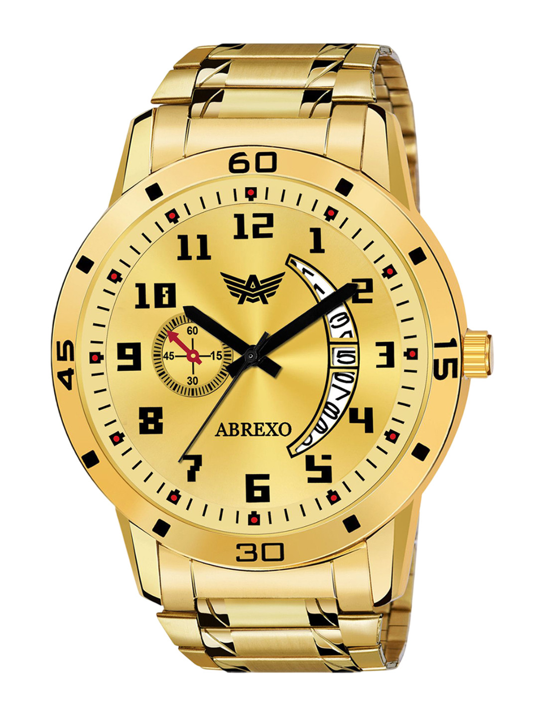 Abrexo Men Multi Function Analogue Watch Abx8888-Gold + C2 Bracelet + C2 Chain
