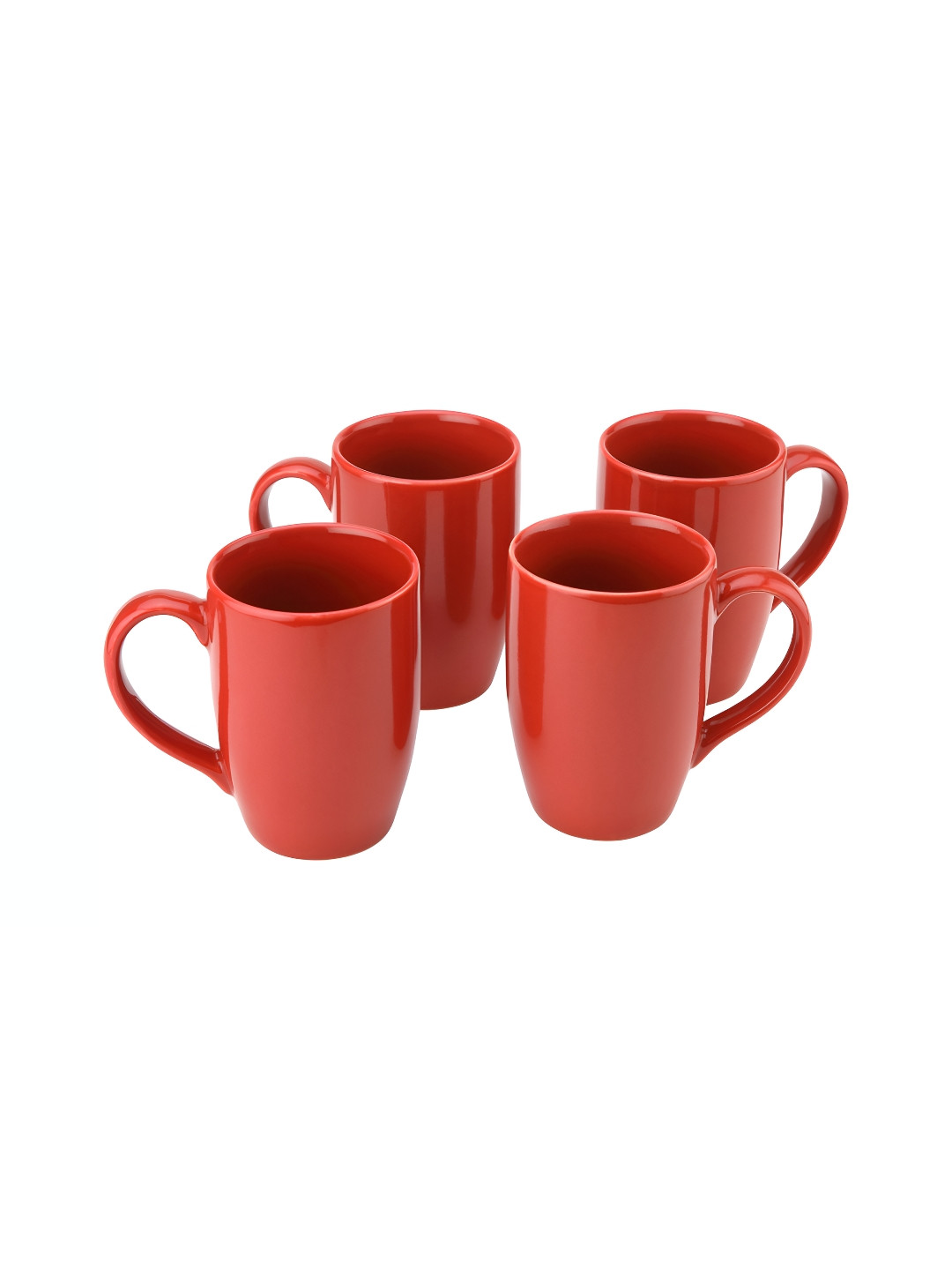 BODHI HOUSE Red Handcrafted Solid Ceramic Glossy Cups Set of Cups and Mugs