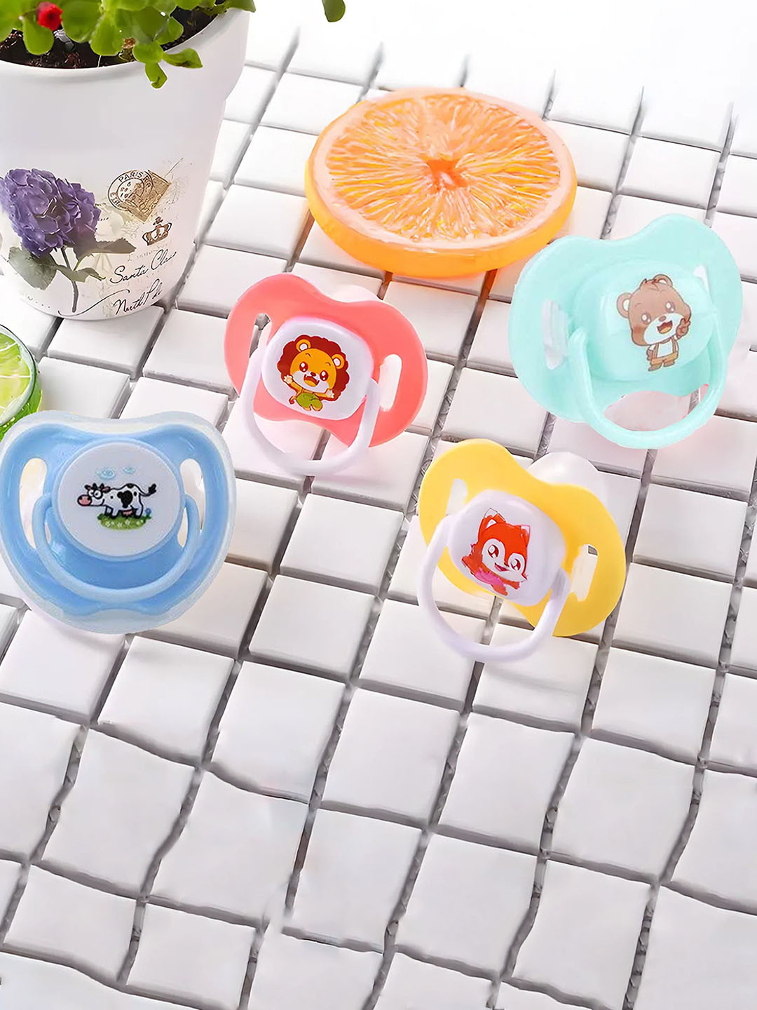 Joy Buzz Set Of 4 Baby Cartoon Print Pacifier With PP Case