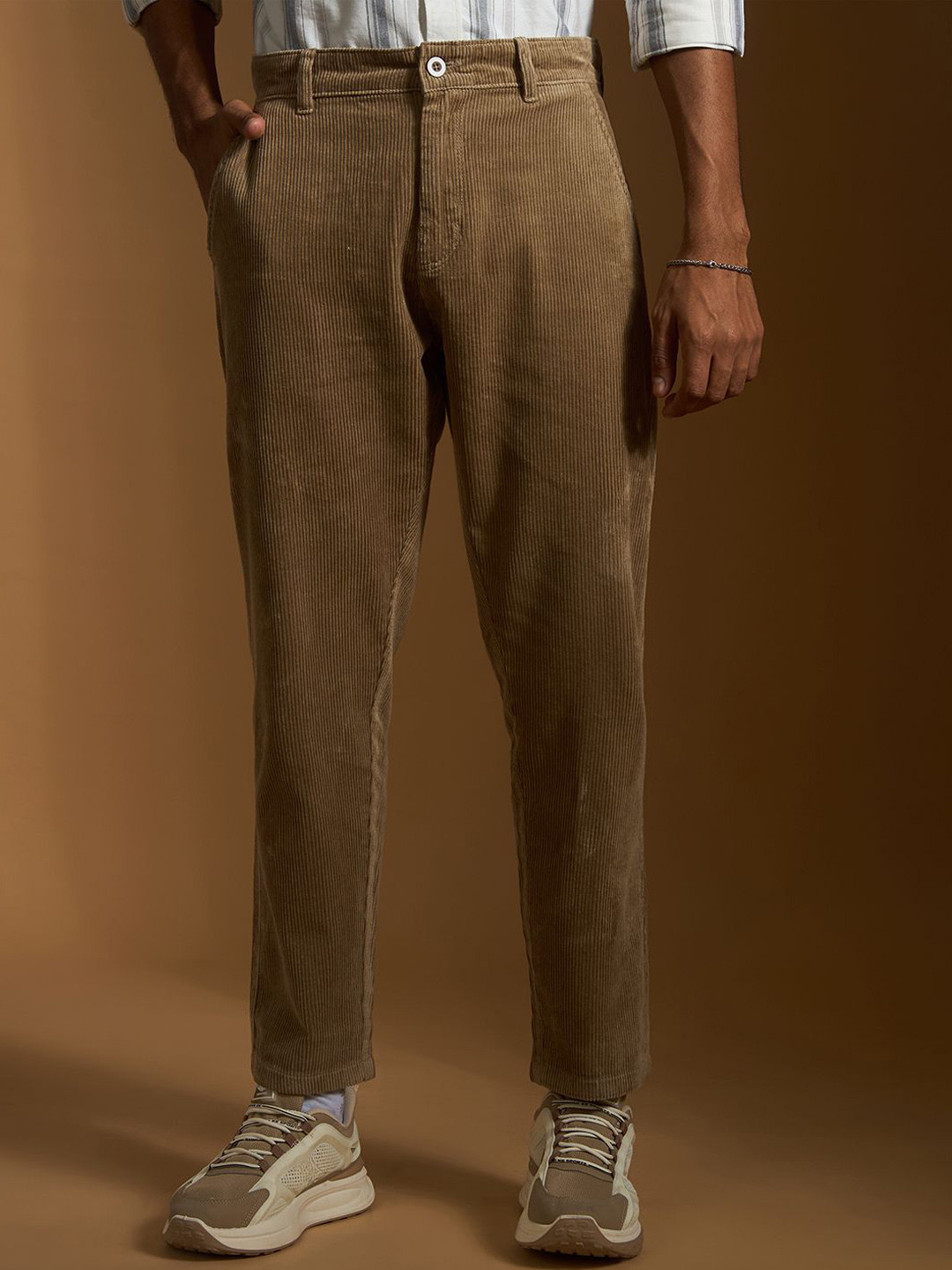 Espanshe Men Custom Peanut Brown Holden Corduroy Crop Trouser