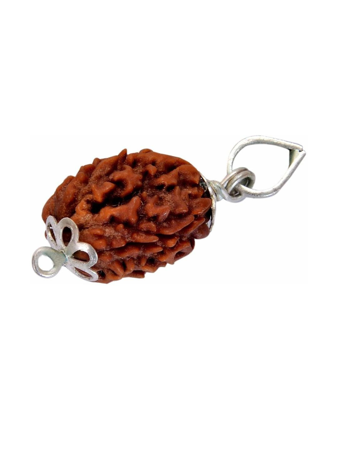 Divine souvenirs Unisex Brown Color Wood Silver-Plated Alloy Circular Ethnic Pendant