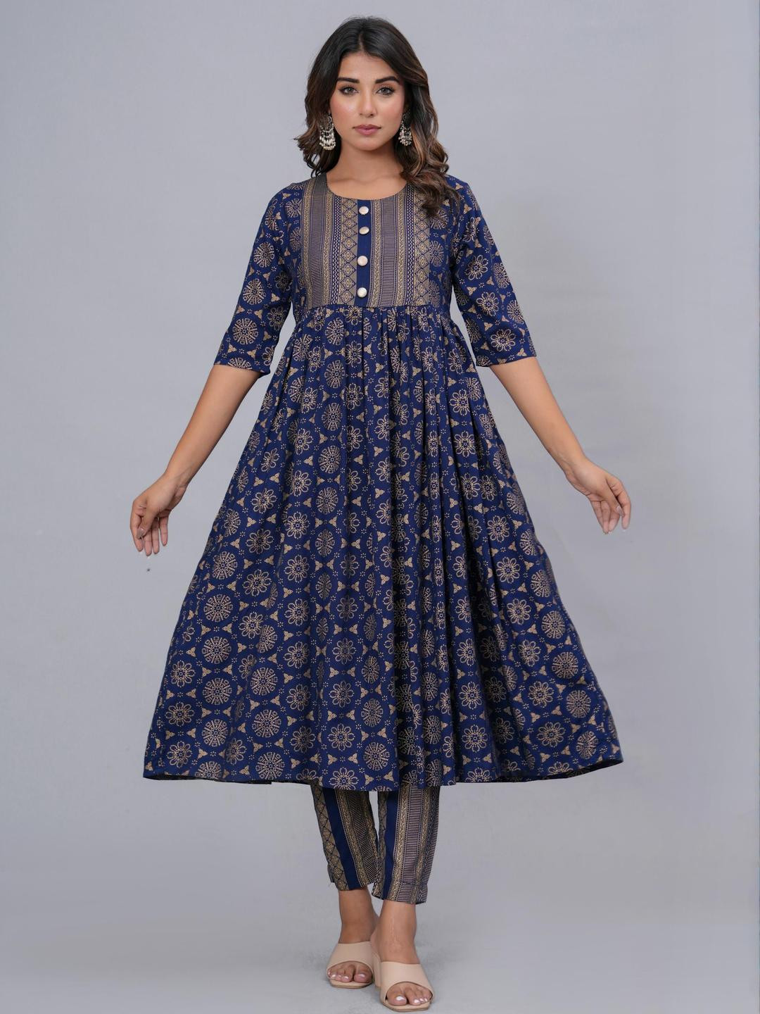 SQKURTI Blue Viscose Rayon Kurta Sets