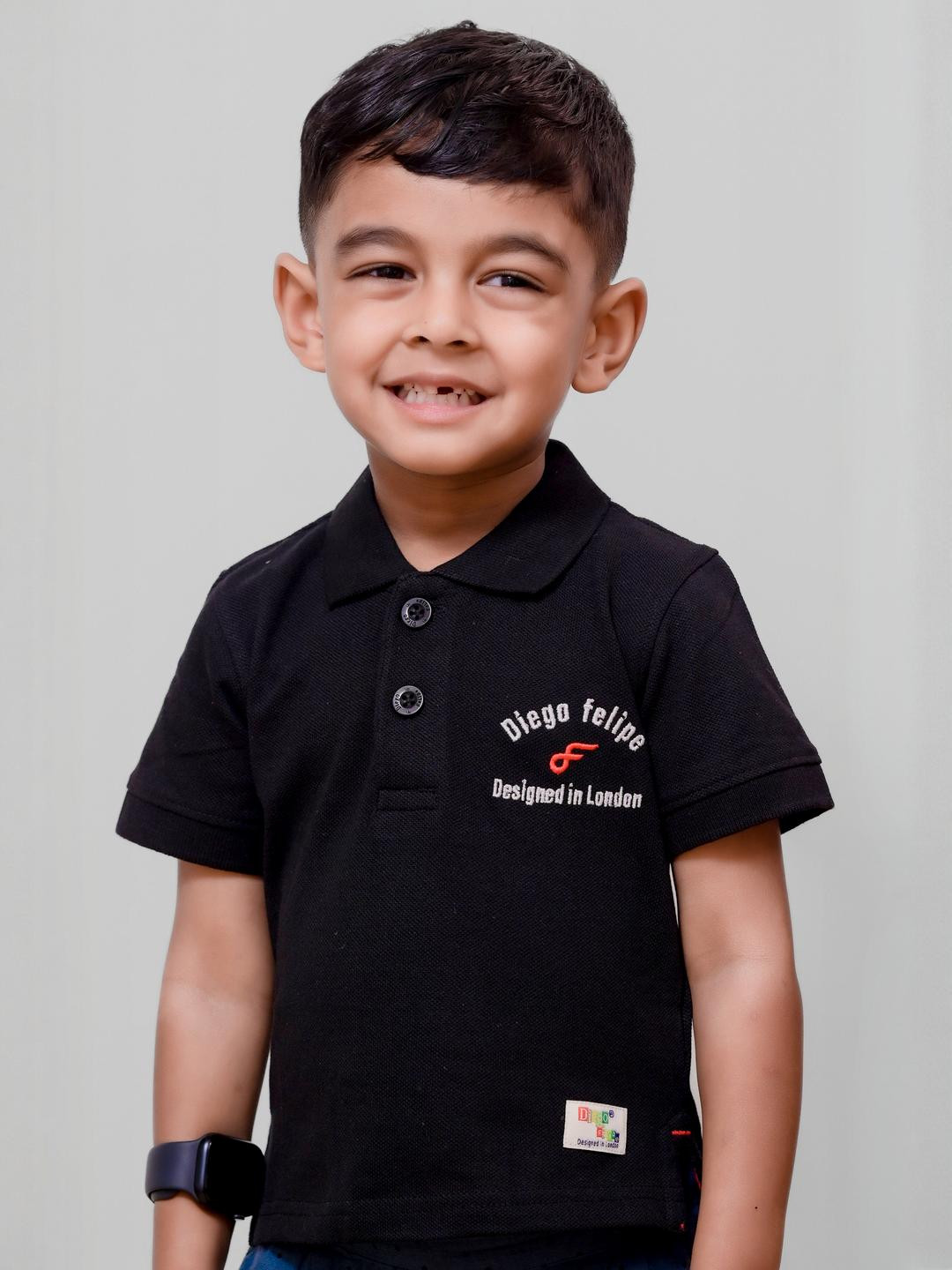 DIEGO FELIPE Boys Black Tshirts