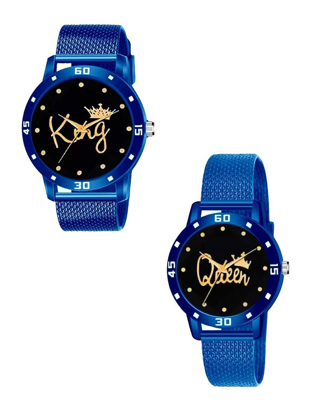 CSAMON Unisex Pack of 2 Printed Round Tang Regular Analogue Watch