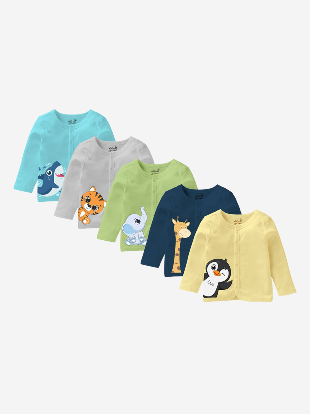 x2o Infants Pack Of 5 Printed Cotton Jhabla JBL_FS_E001_14_P5