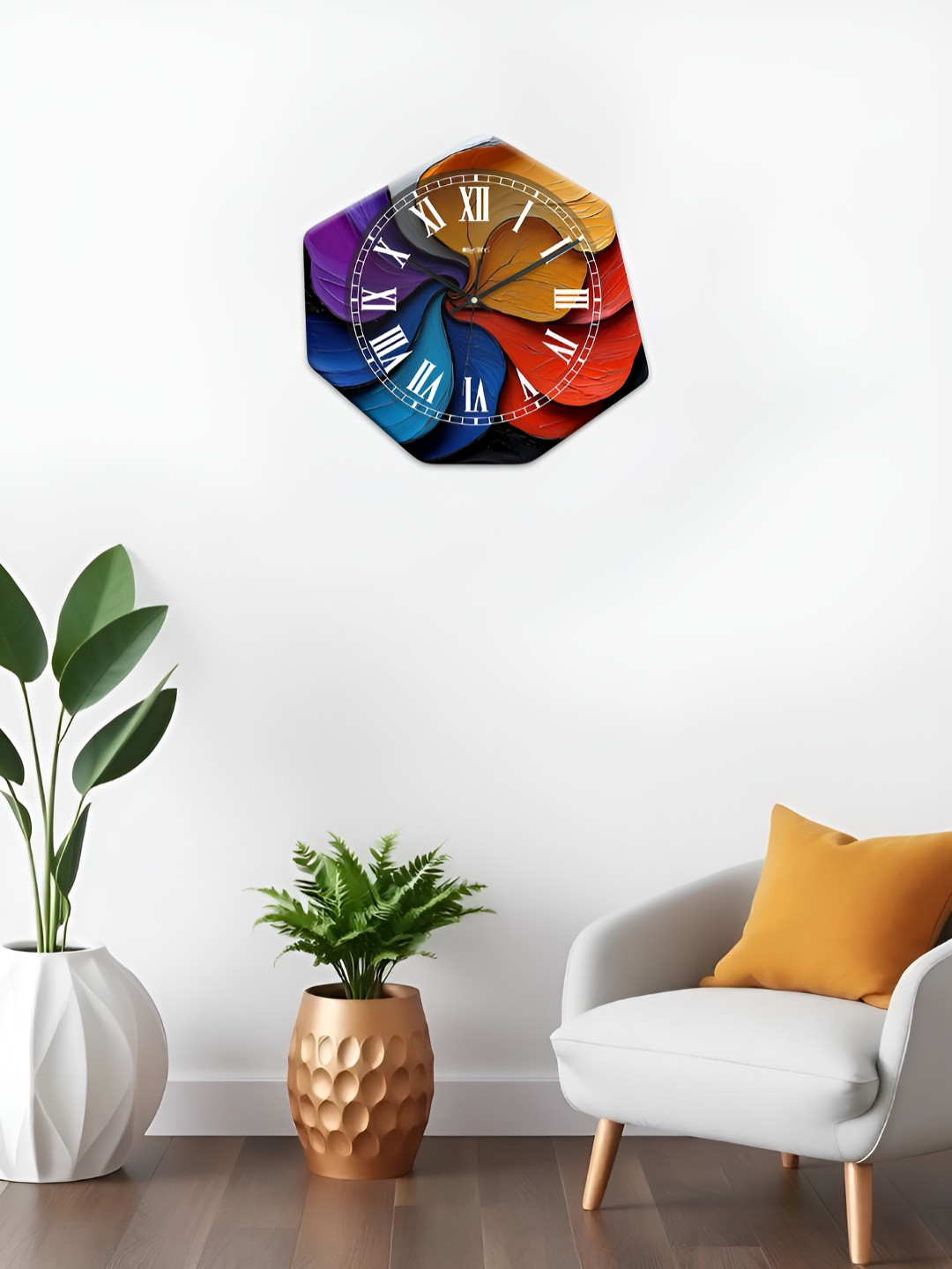 OLIVE TREE Blue & Violet Printed Geometric Wall Clock