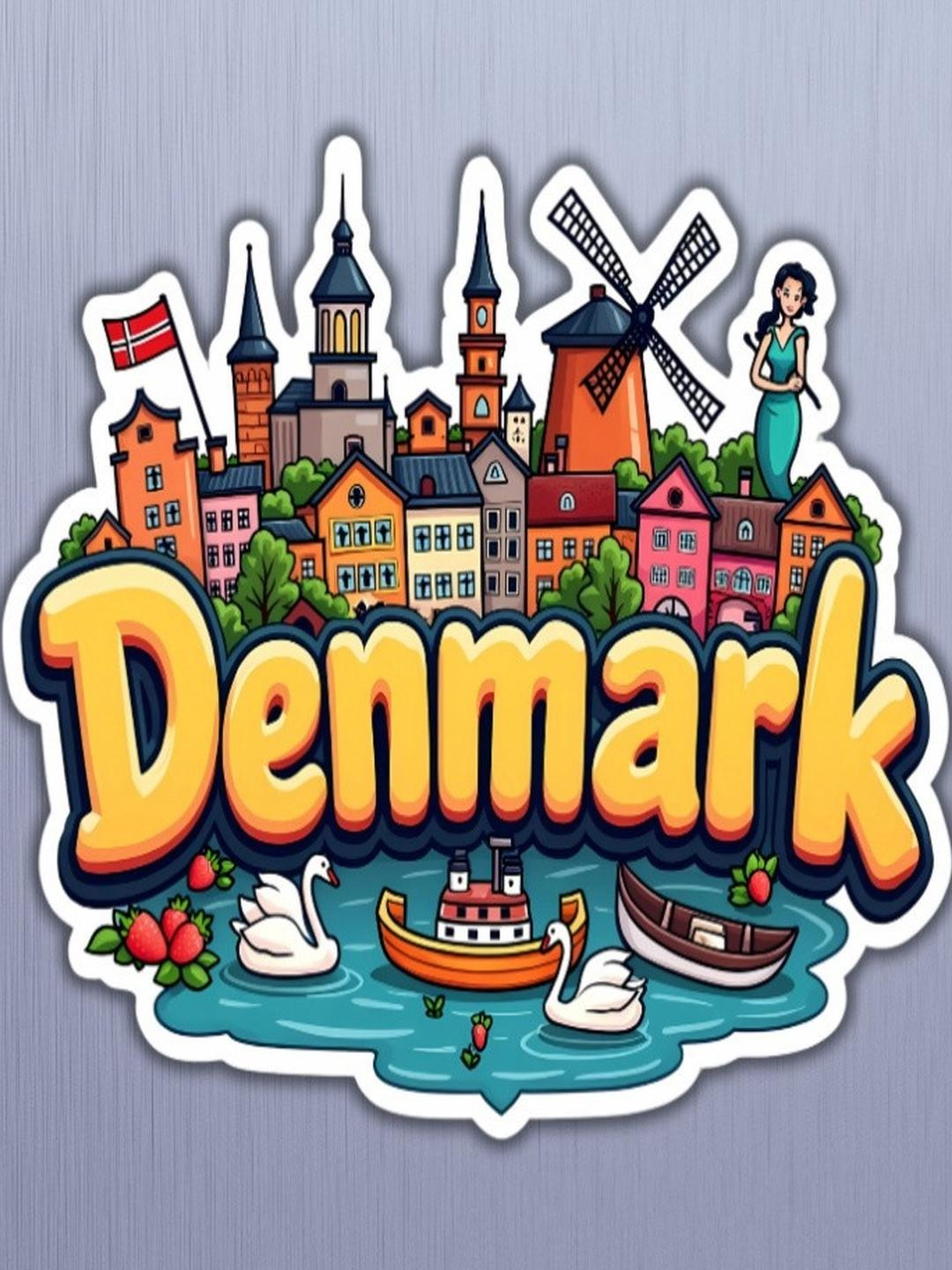 Denmark Country Theme Souvenir Wooden Refrigerator Stylish Fridge Magnet