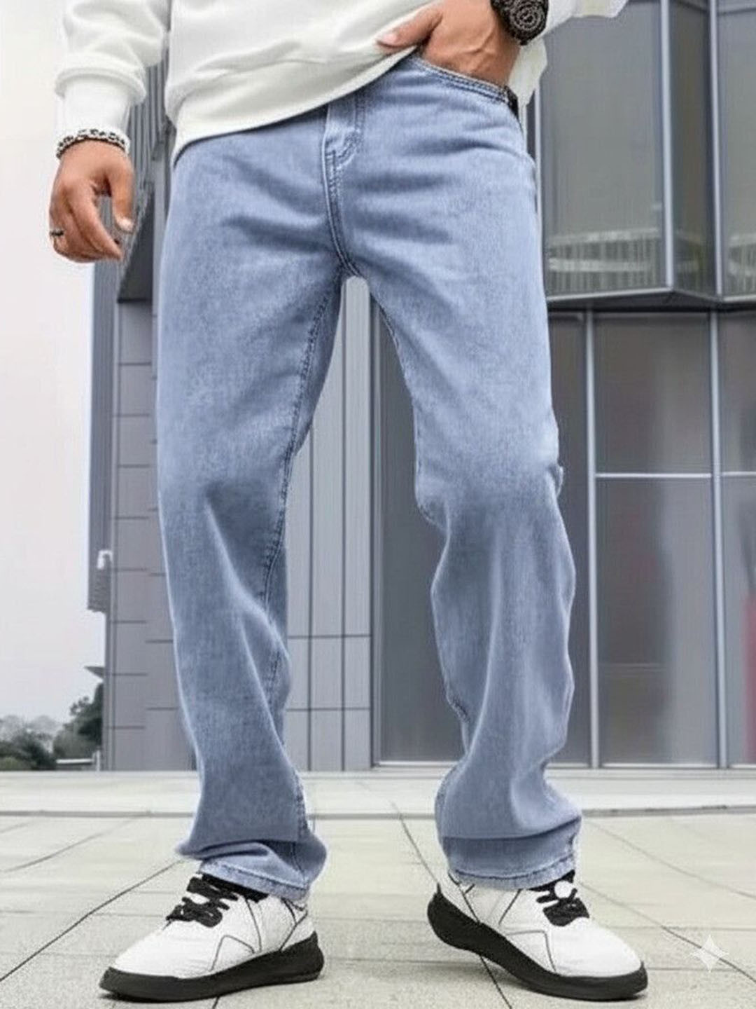 MAAHIT Men Baggy Fit Mid-Rise Stretchable Jeans