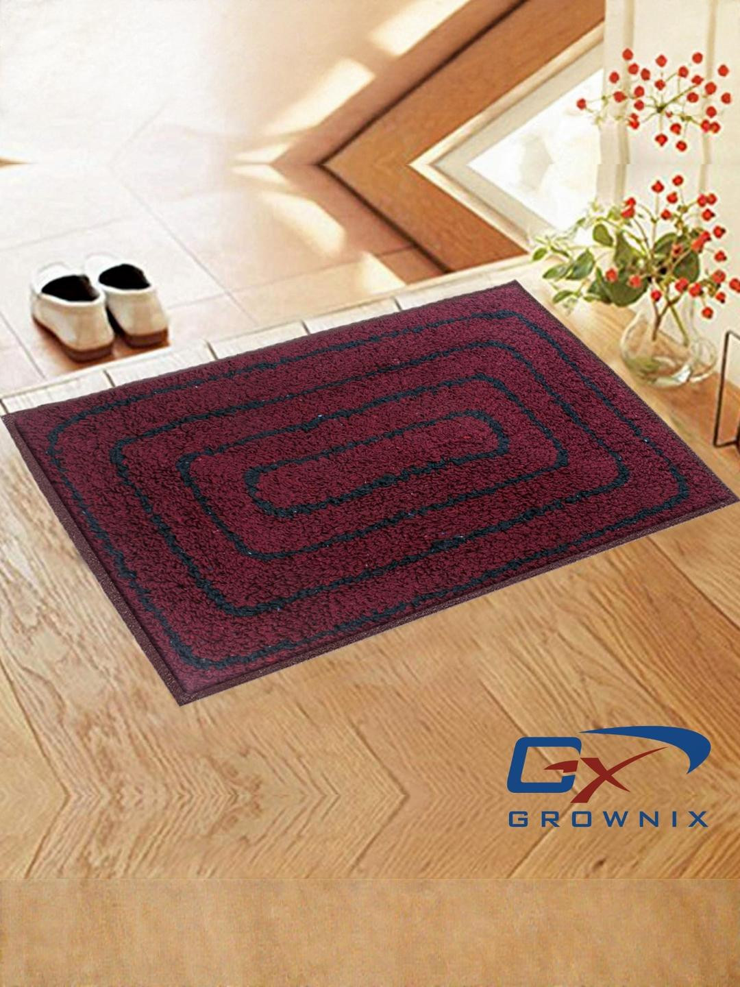 GROWNIX Maroon Cotton Floor Mat