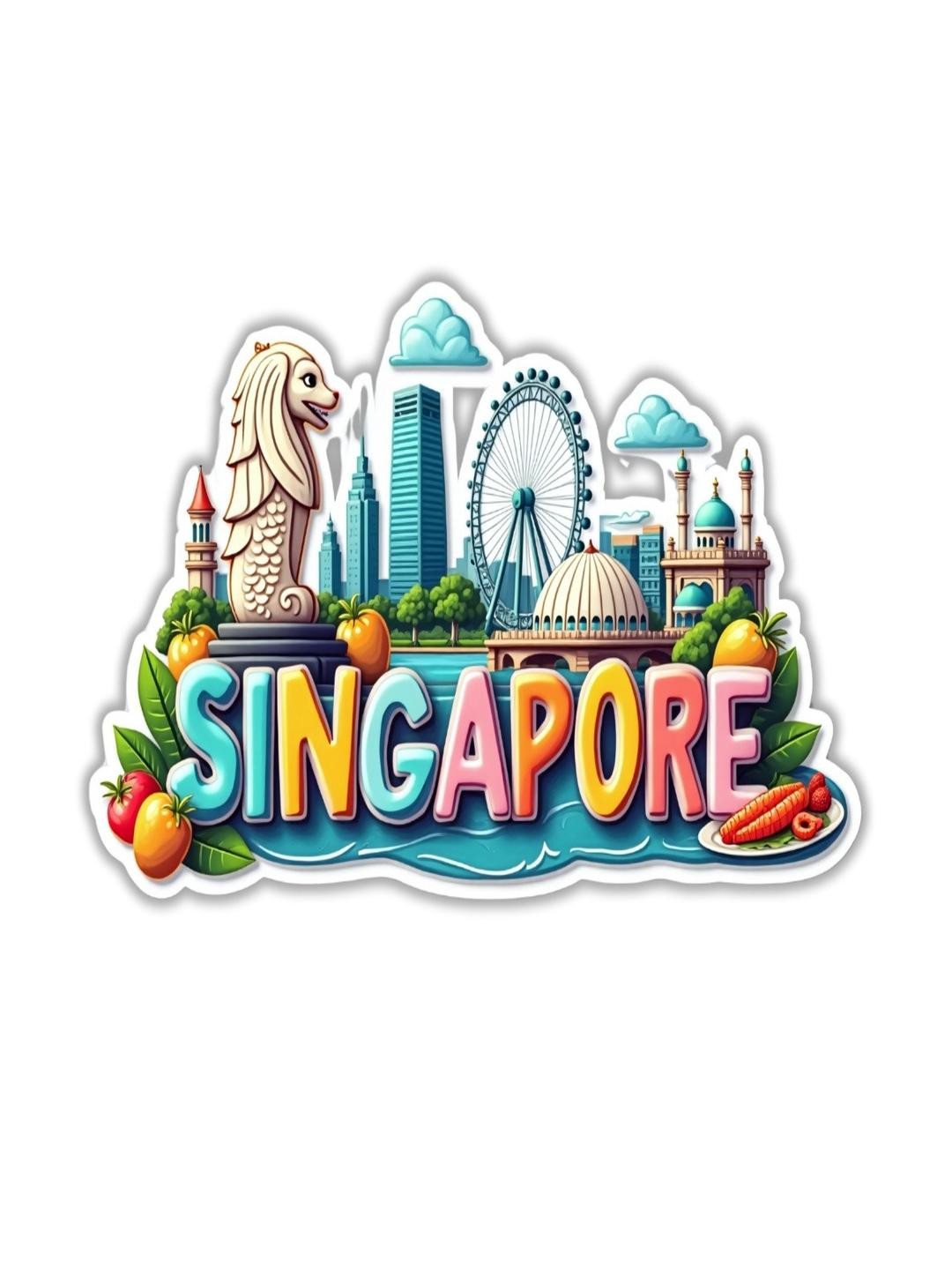 Singapore Country Theme Souvenir Wooden Refrigerator Stylish Fridge Magnet