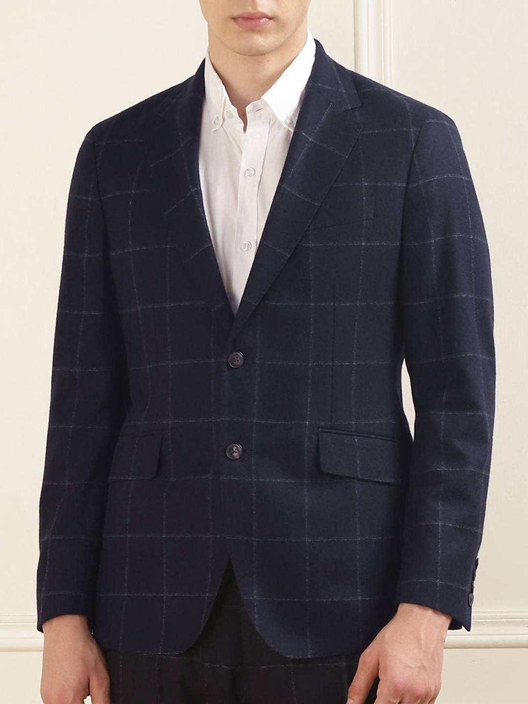 HACKETT LONDON Checked Notched Lapel Long Sleeve Single Breasted Blazer