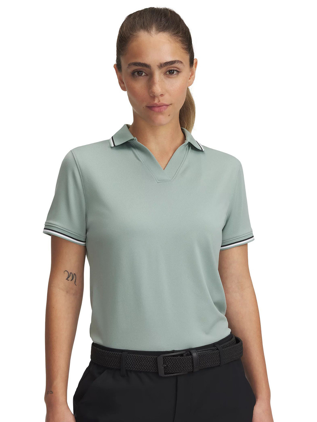 UNDER ARMOUR Women Solid Polo Collar Slim Fit T-shirt