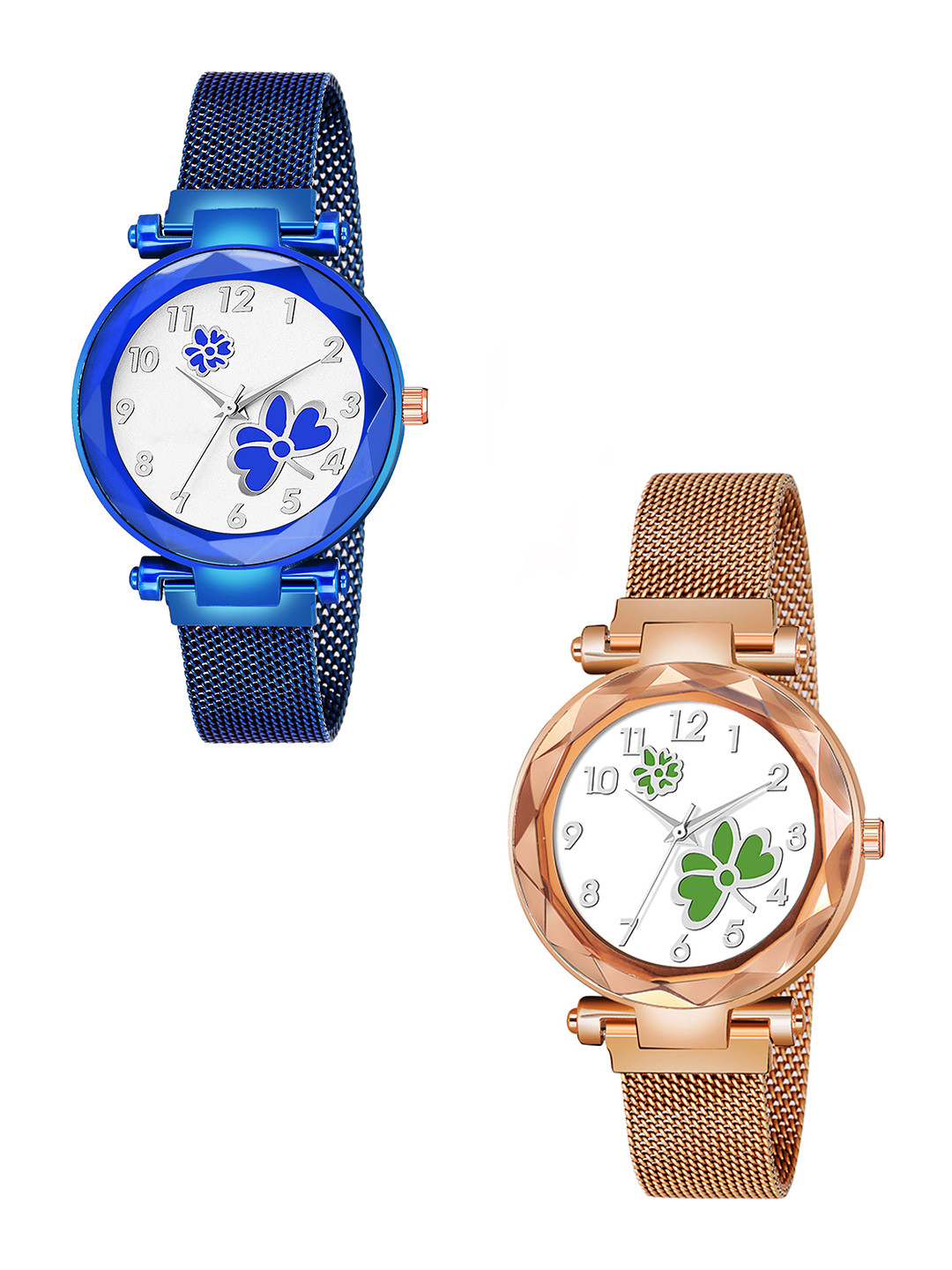 Gopal Shopcart Unisex Pack of 2 Printed Round Button Regular Analogue Watch