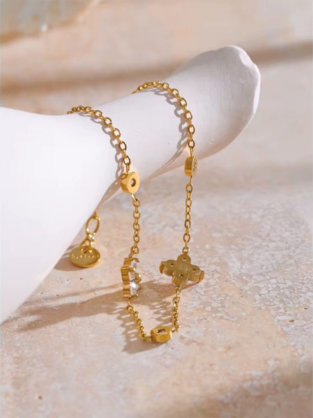 Inaya Women Cubic Zirconia Gold-Plated Cuff Bracelet