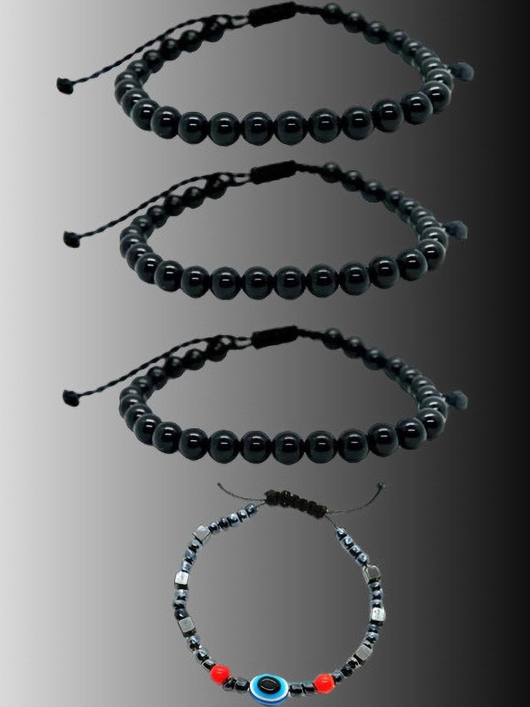 Dynamic Retail Global Men Se of 4 Beaded Stainless Steel Wraparound Bracelet