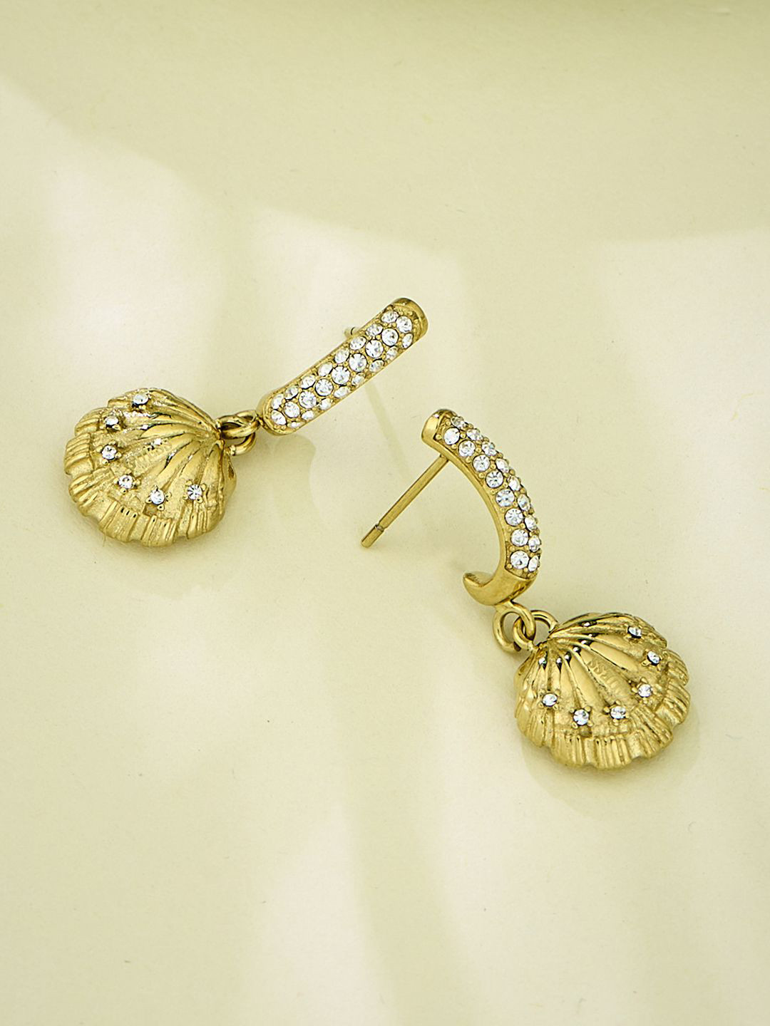 GUESS Women Seashell Gold-Plated Stainless Steel Earrings