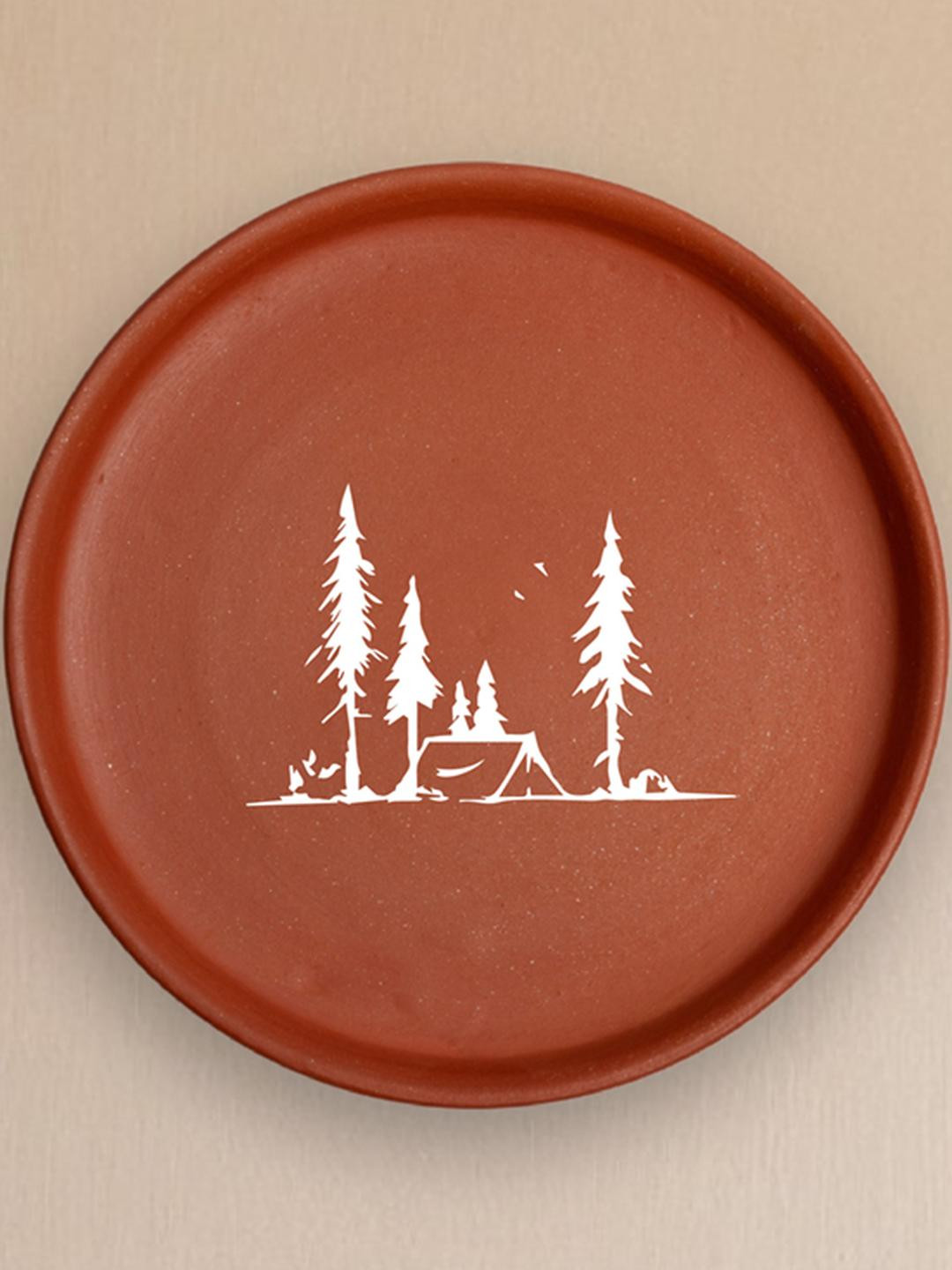 ALMIRO TREE Forest Camping Theme Clay Matte Hanging Hall Wall Plates-8In